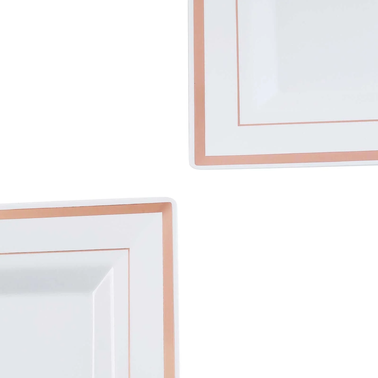 10-Pack Plastic Dinner Plates 10" White Square with Rose Gold Trim - Stylish Disposable Party Plates - Image 18