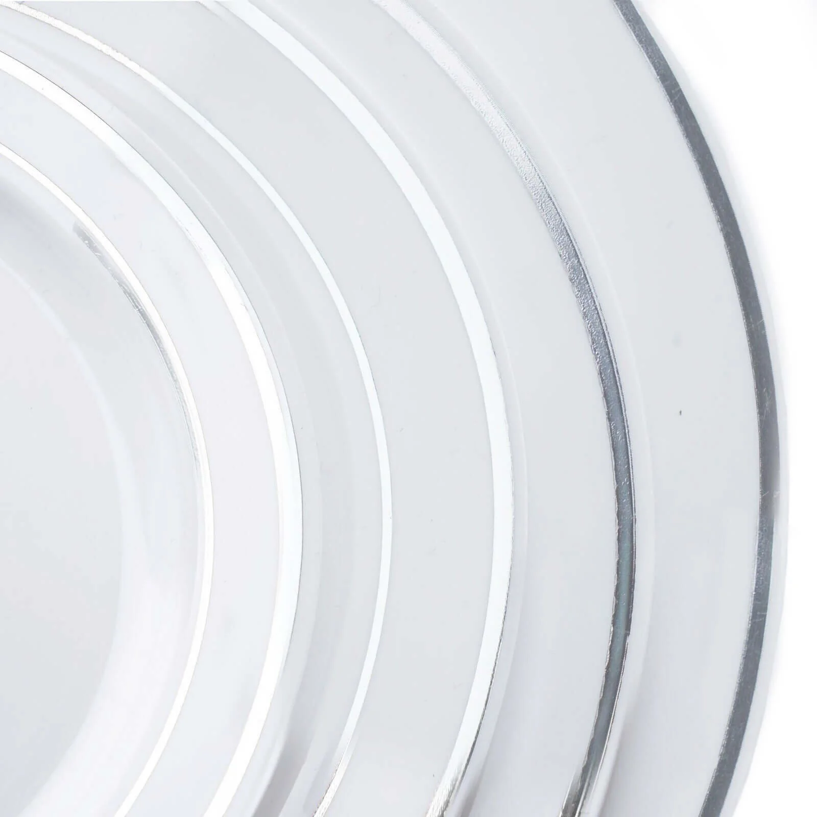 10-Pack Plastic Dinner Plates 10" White with Très Chic Silver Rim - Stylish Disposable Plates for Events - Image 8