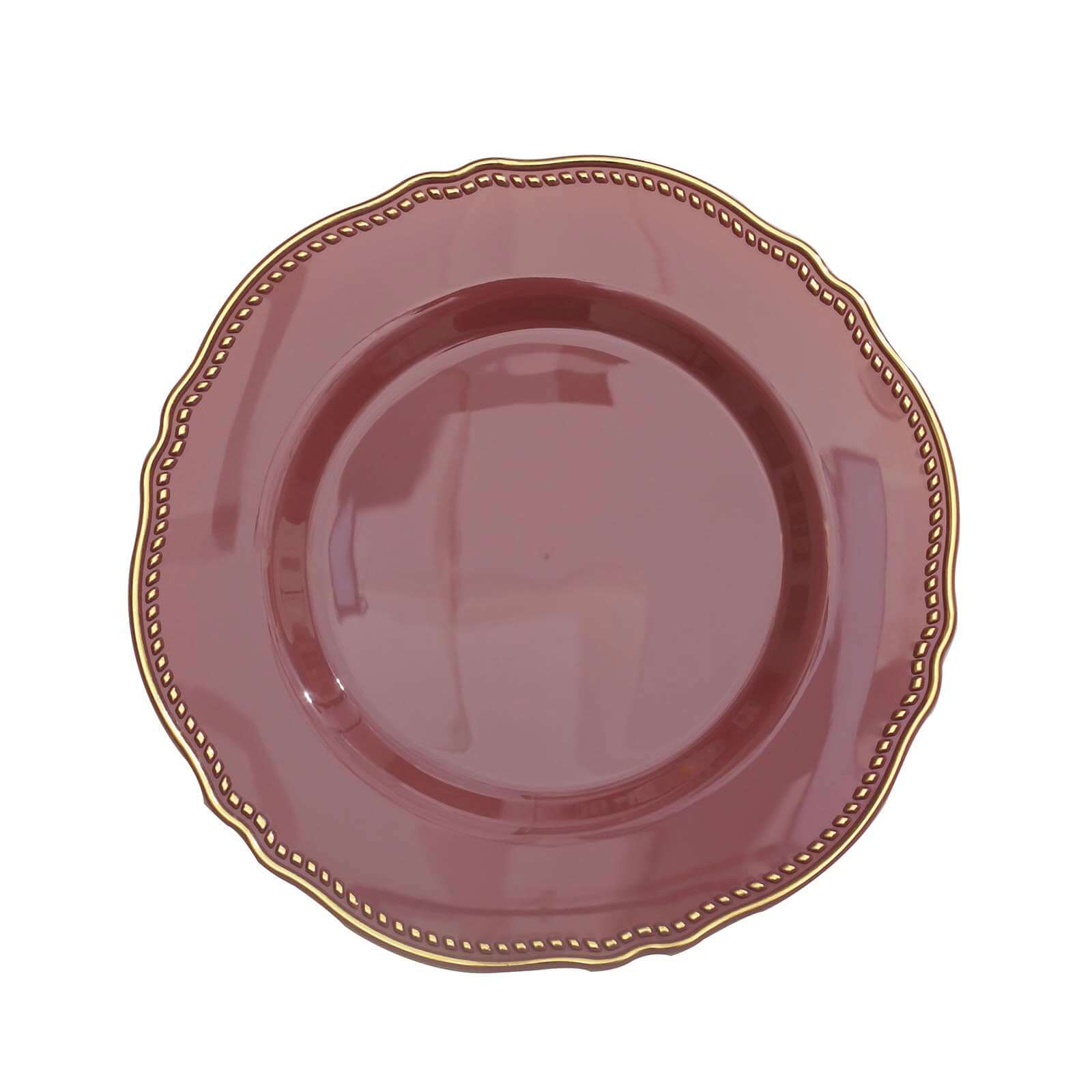 10-Pack Plastic Dinner Plates 9" Cinnamon Rose with Gold Scalloped Rim - Disposable Party Plates - Image 7