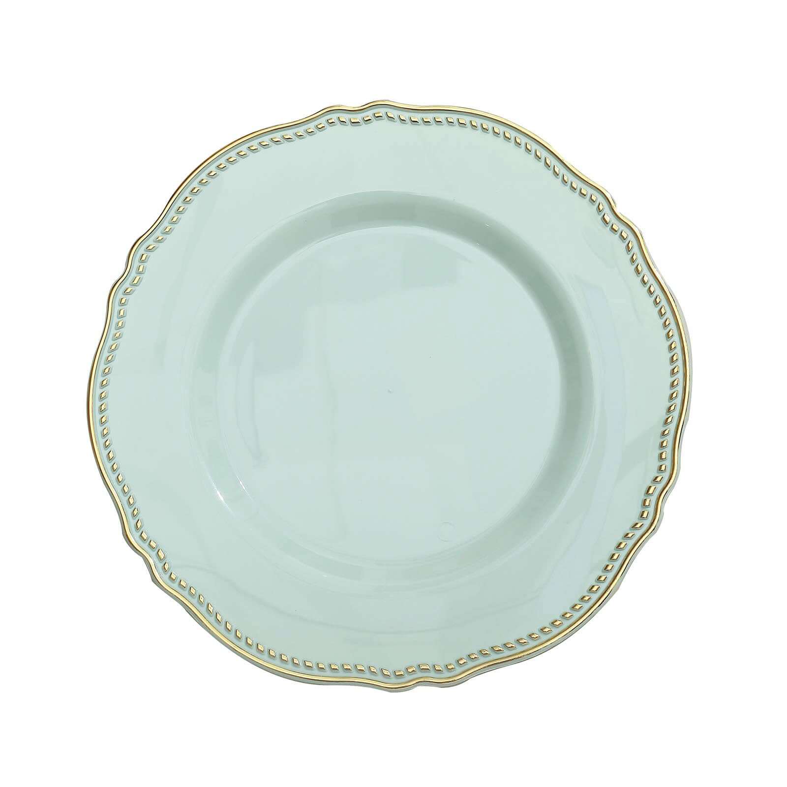 10-Pack Plastic Dinner Plates 9" Jade with Gold Scalloped Rim - Disposable Party Plates - Image 7
