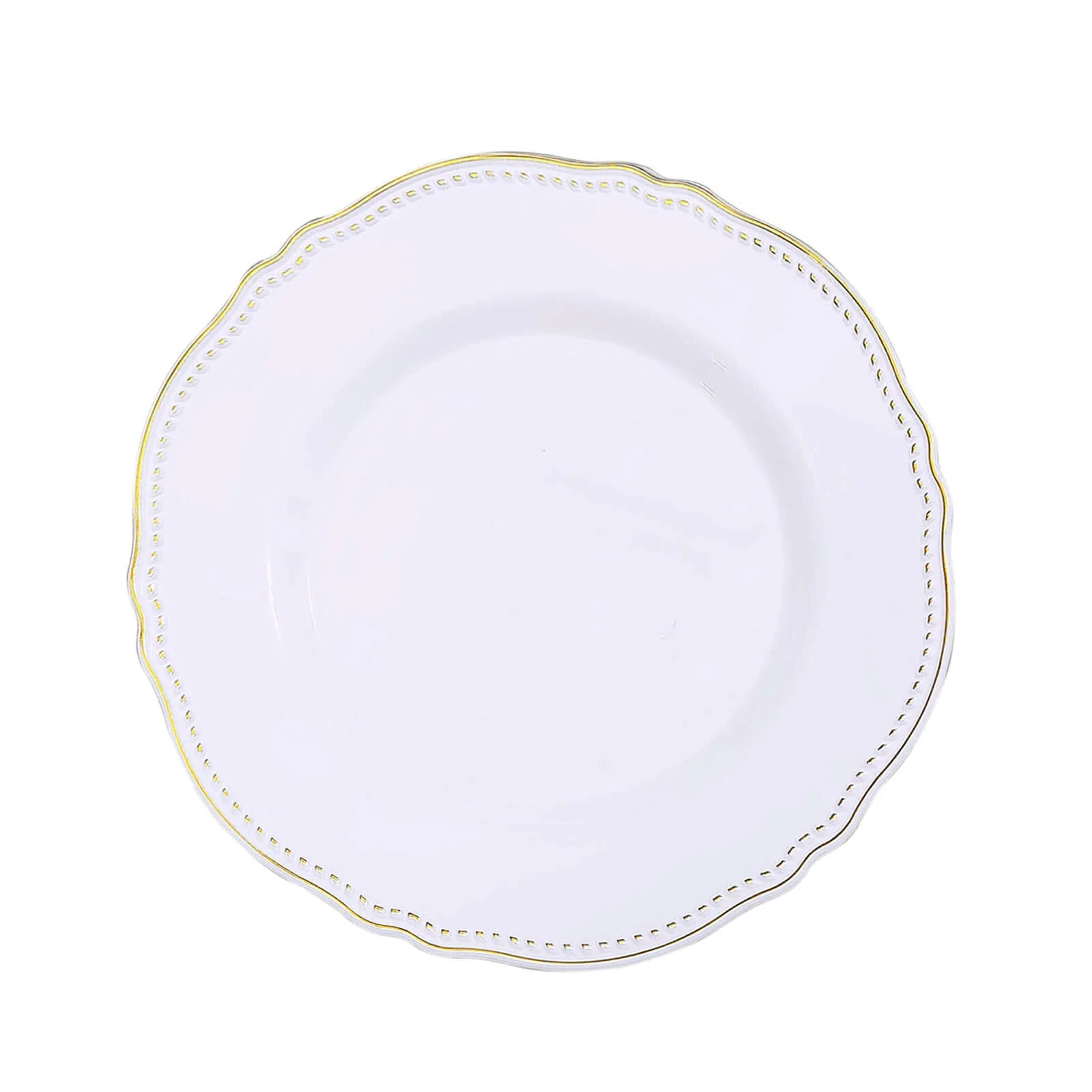 10-Pack Plastic Dinner Plates 9" White with Gold Scalloped Rim - Disposable Party Plates for Classy Buffets & Catered Events - Image 7