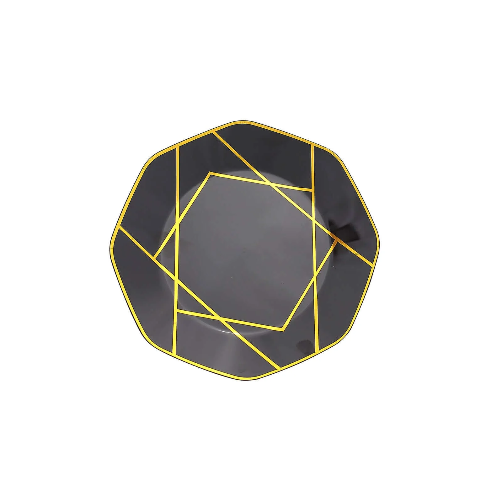 10-Pack Plastic Octagon Dessert Plates 8" Black with Gold Geometric Design - Stylish Disposable Salad/Appetizer Plates - Image 7