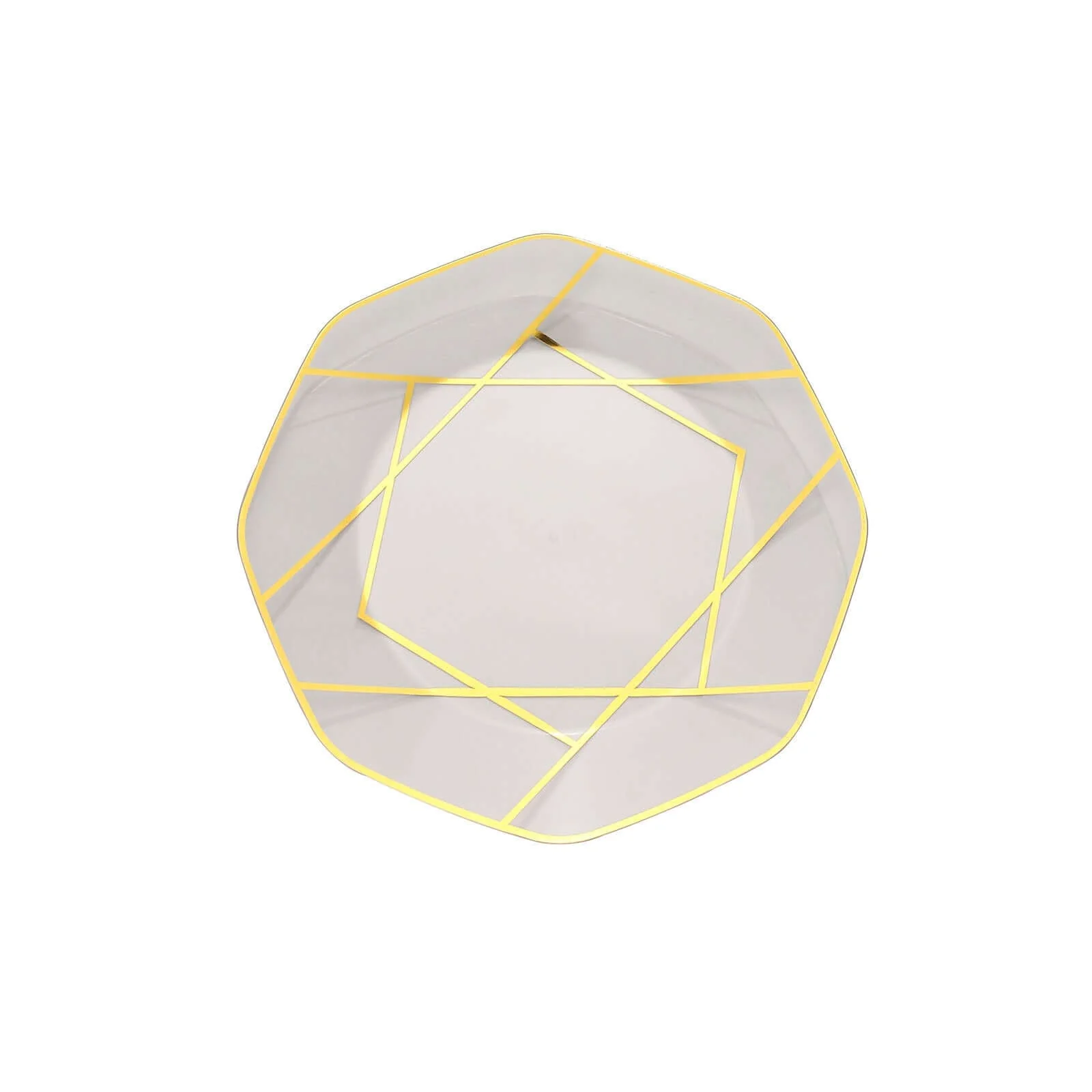 10-Pack Plastic Octagon Dessert Plates 8" Clear with Gold Geometric Design - Stylish Disposable Salad/Appetizer Plates - Image 7