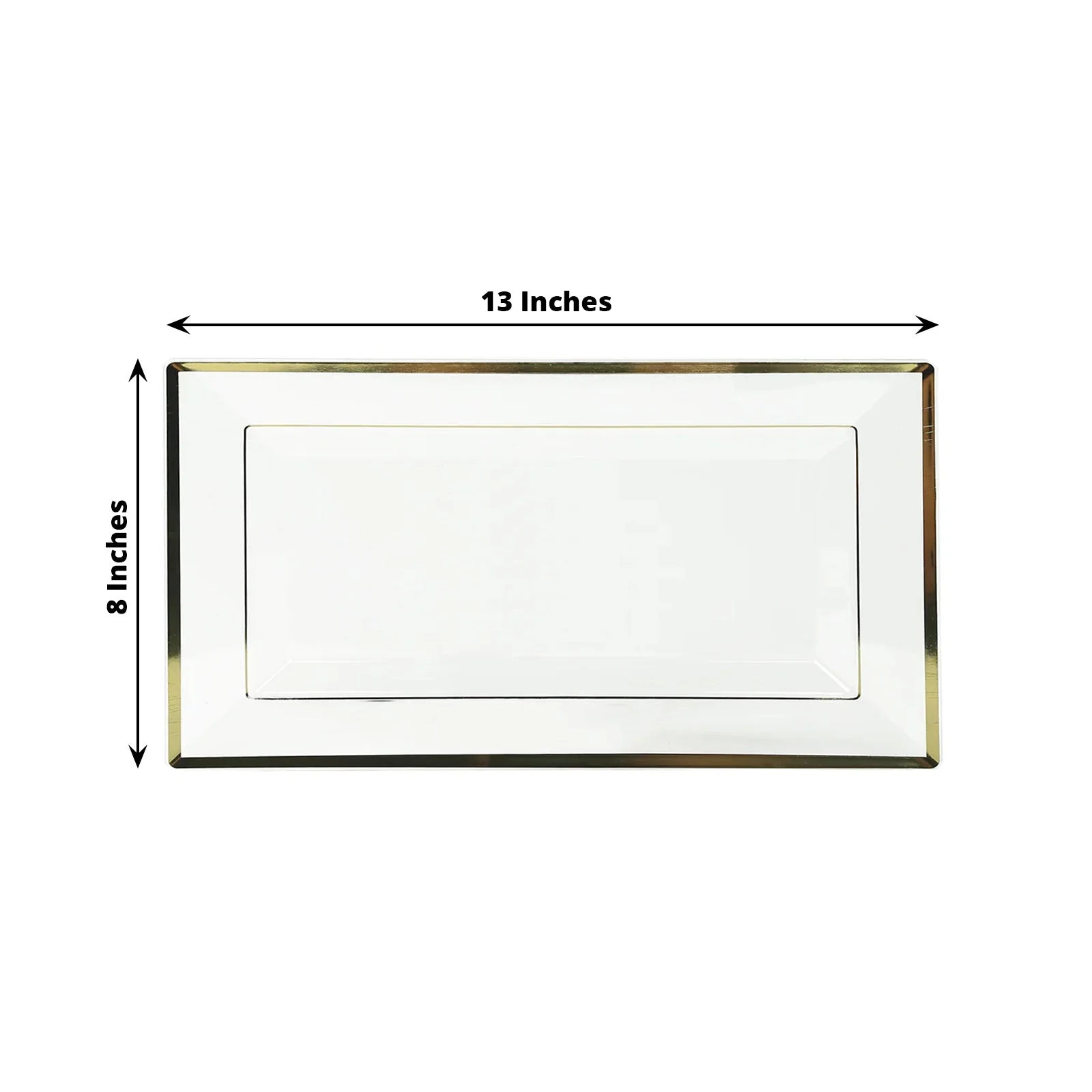 10-Pack Plastic Rectangle Serving Trays 13"x8" Clear with Gold Rim - Classy Disposable Party Platters for Appetizers Pastries Desserts - Image 3