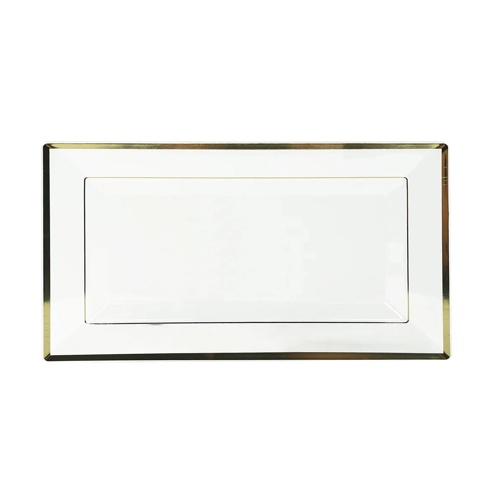 10-Pack Plastic Rectangle Serving Trays 13"x8" Clear with Gold Rim - Classy Disposable Party Platters for Appetizers Pastries Desserts - Image 7