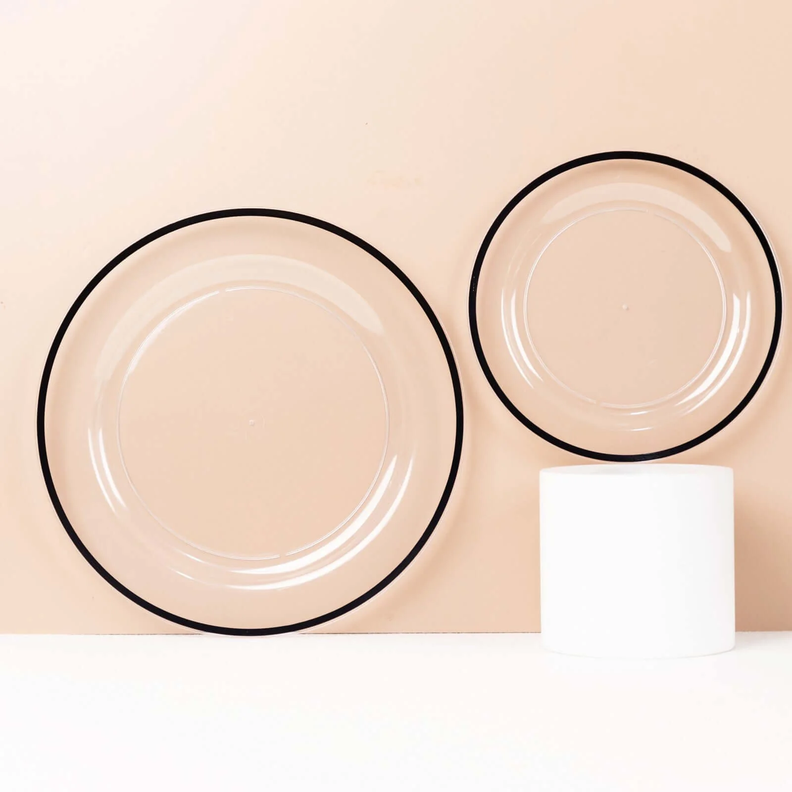10-Pack Plastic Round Appetizer Plates 7" Clear with Black Rim - Classy Disposable Salad Plates - Image 6