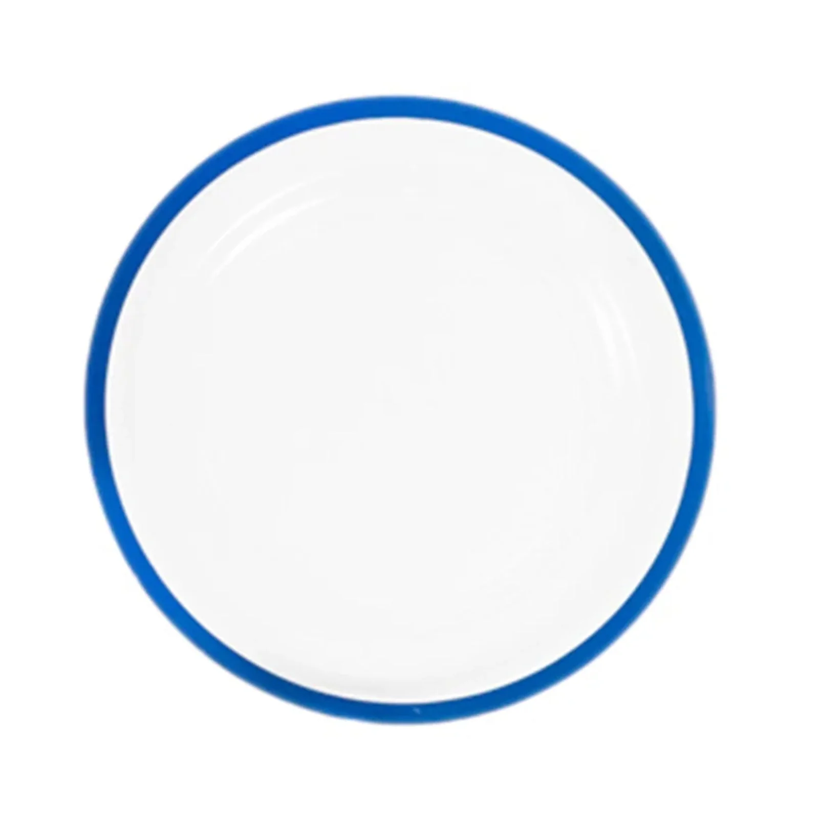 10-Pack Plastic Round Appetizer Plates 7" Clear with Blue Rim - Classy Disposable Salad Plates - Image 2