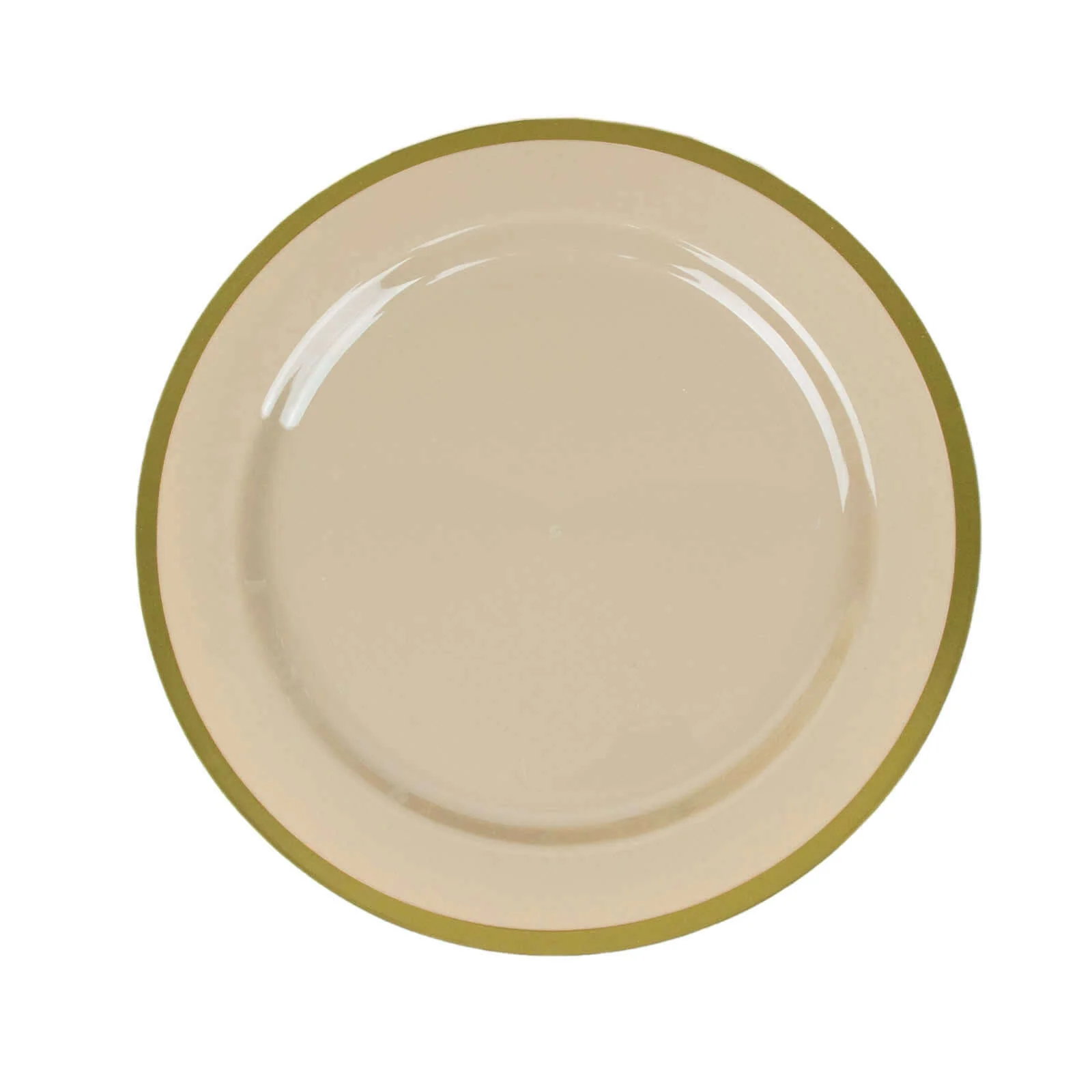 10-Pack Plastic Round Appetizer Plates 7" Taupe with Gold Rim - Classy Disposable Salad Plates - Image 6