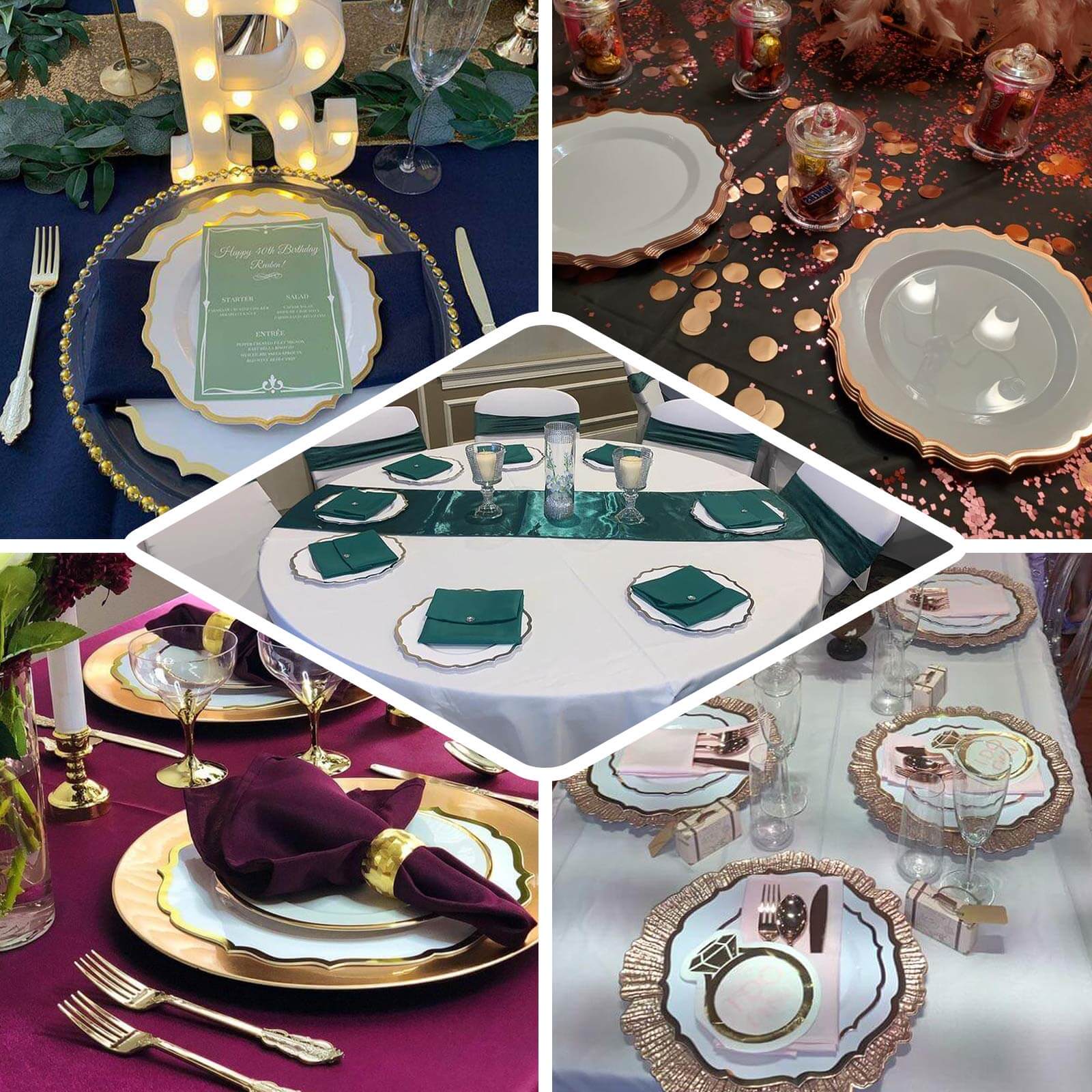 10-Pack Plastic Round Dessert Plates 8" Clear with Gold Scalloped Rim - Disposable Appetizer/Salad Plates - Image 5