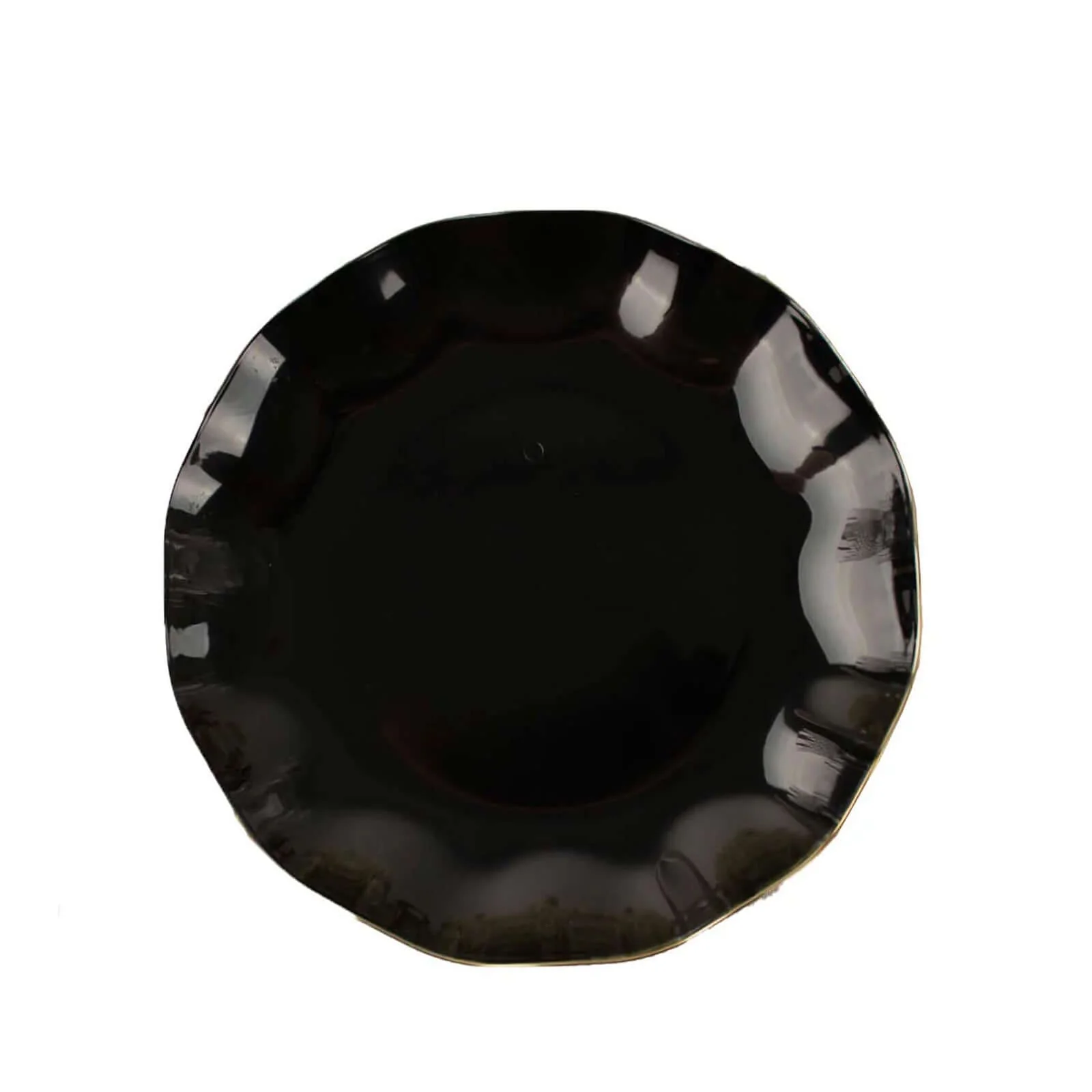 10-Pack Plastic Round Dessert Plates 6" Black Ruffled Rim with Gold Edging - Heavy Duty Disposable Salad Appetizer Dinnerware - Image 8