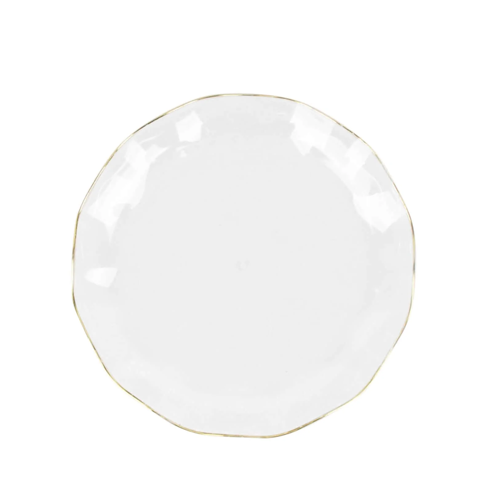 10-Pack Plastic Round Dessert Plates 6" Clear Ruffled Rim with Gold Edging - Heavy Duty Disposable Salad Appetizer Dinnerware - Image 8