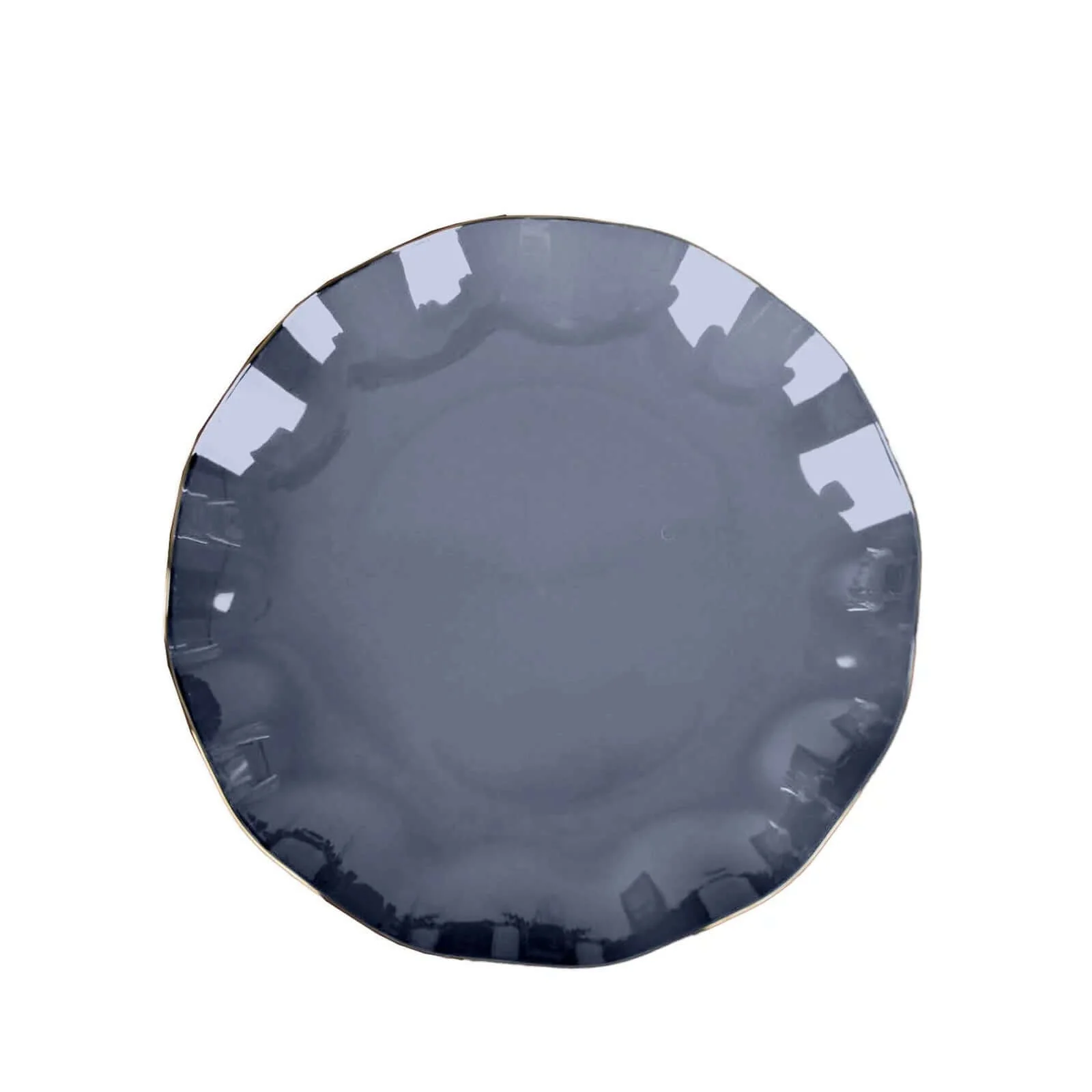 10-Pack Plastic Round Dessert Plates 6" Navy Blue Ruffled Rim with Gold Edging - Heavy Duty Disposable Salad Appetizer Dinnerware - Image 8