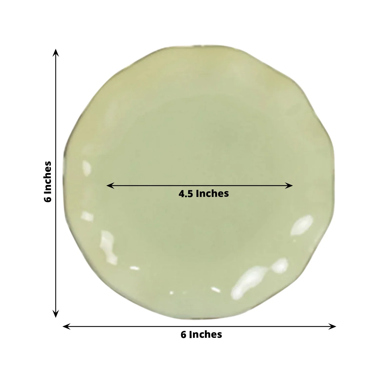 10-Pack Plastic Round Dessert Plates 6" Sage Green Ruffled Rim with Gold Edging - Heavy Duty Disposable Salad Appetizer Dinnerware - Image 6