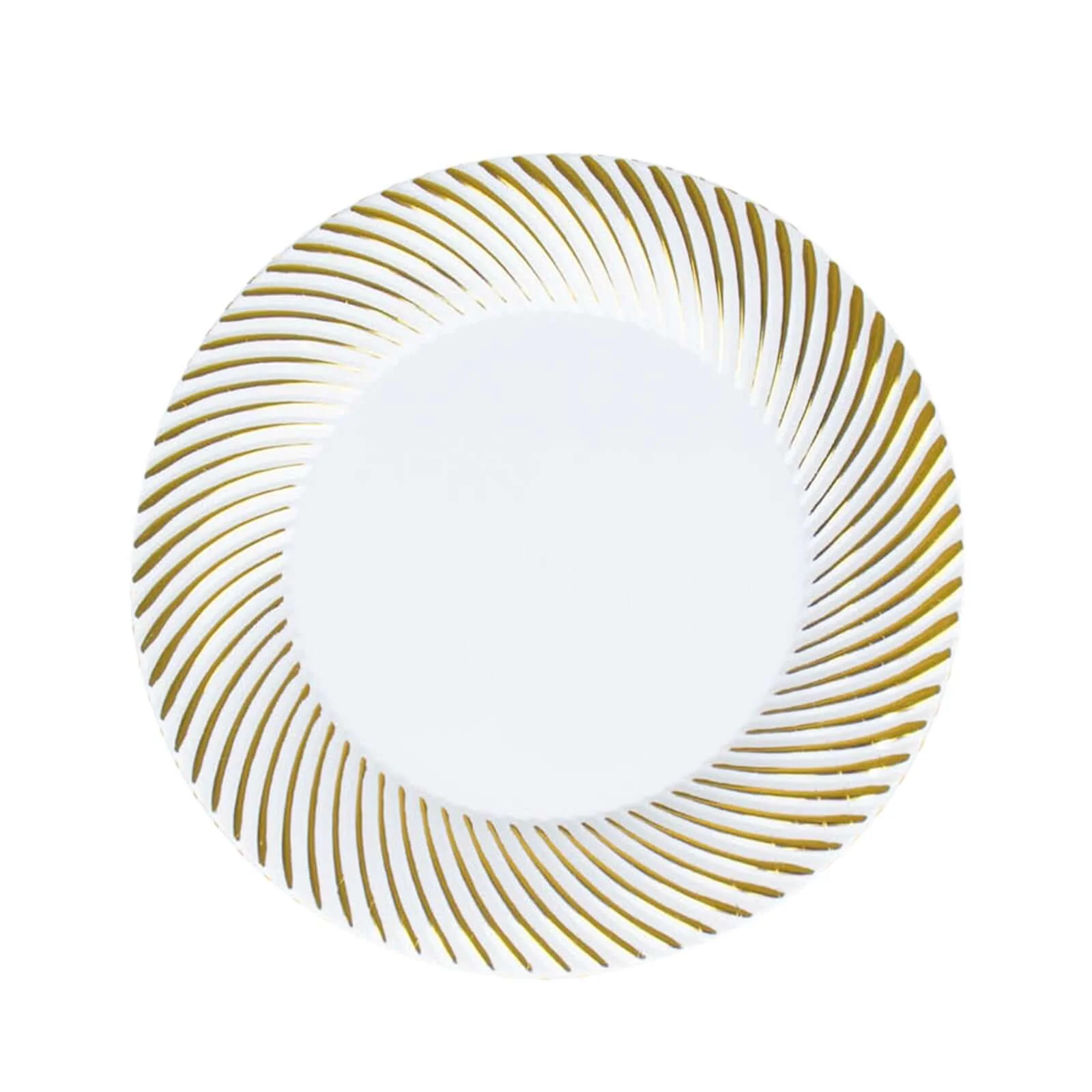 10-Pack Plastic Round Dessert Plates 7" White with Gold Swirl Rim - Disposable Salad Plates for Sophisticated Events & Celebrations - Image 7
