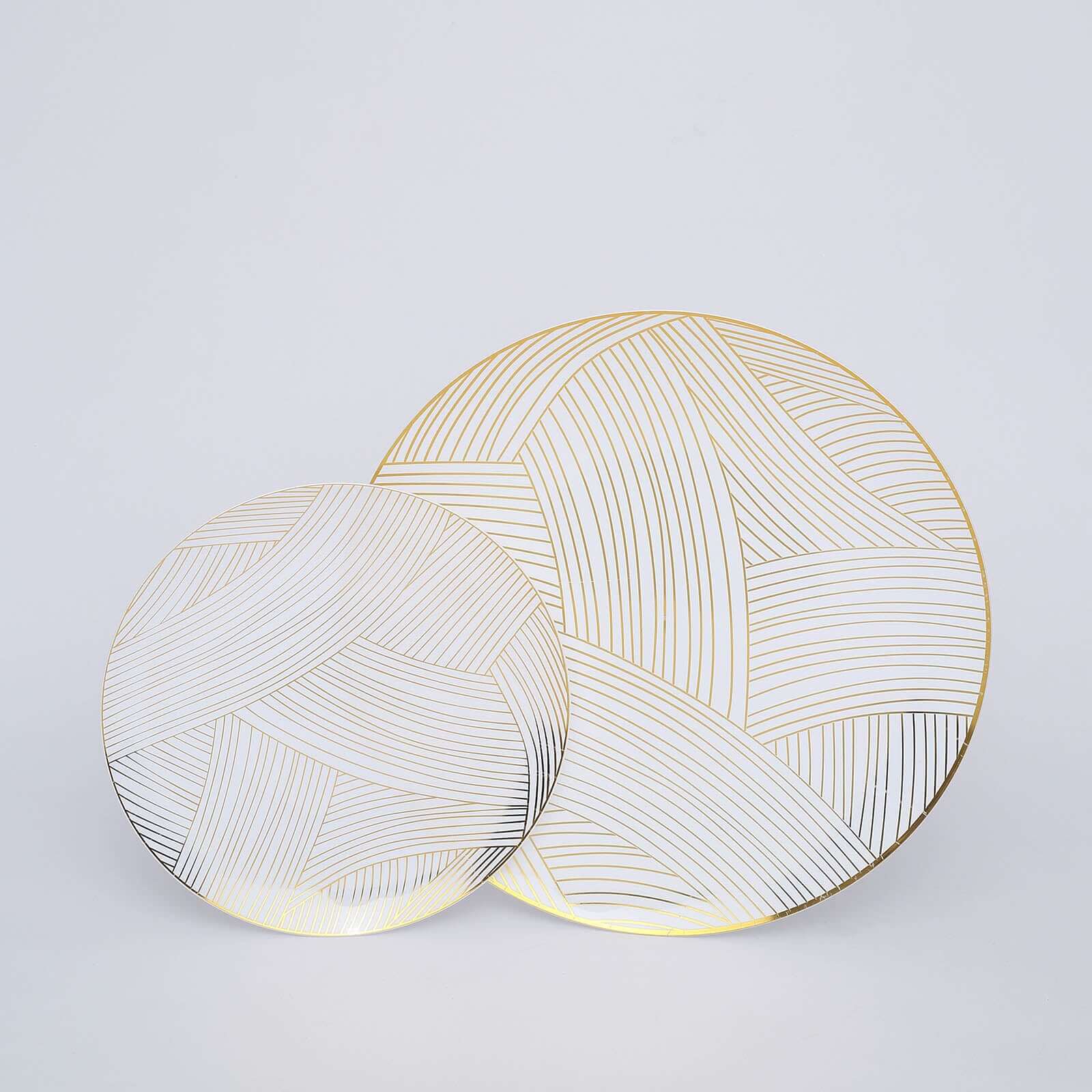 10-Pack Plastic Round Dessert Plates 7" White with Gold Wave Brush Strokes Pattern - Disposable Appetizer Salad Plates for Modern & Sophisticated Tablescape - Image 15