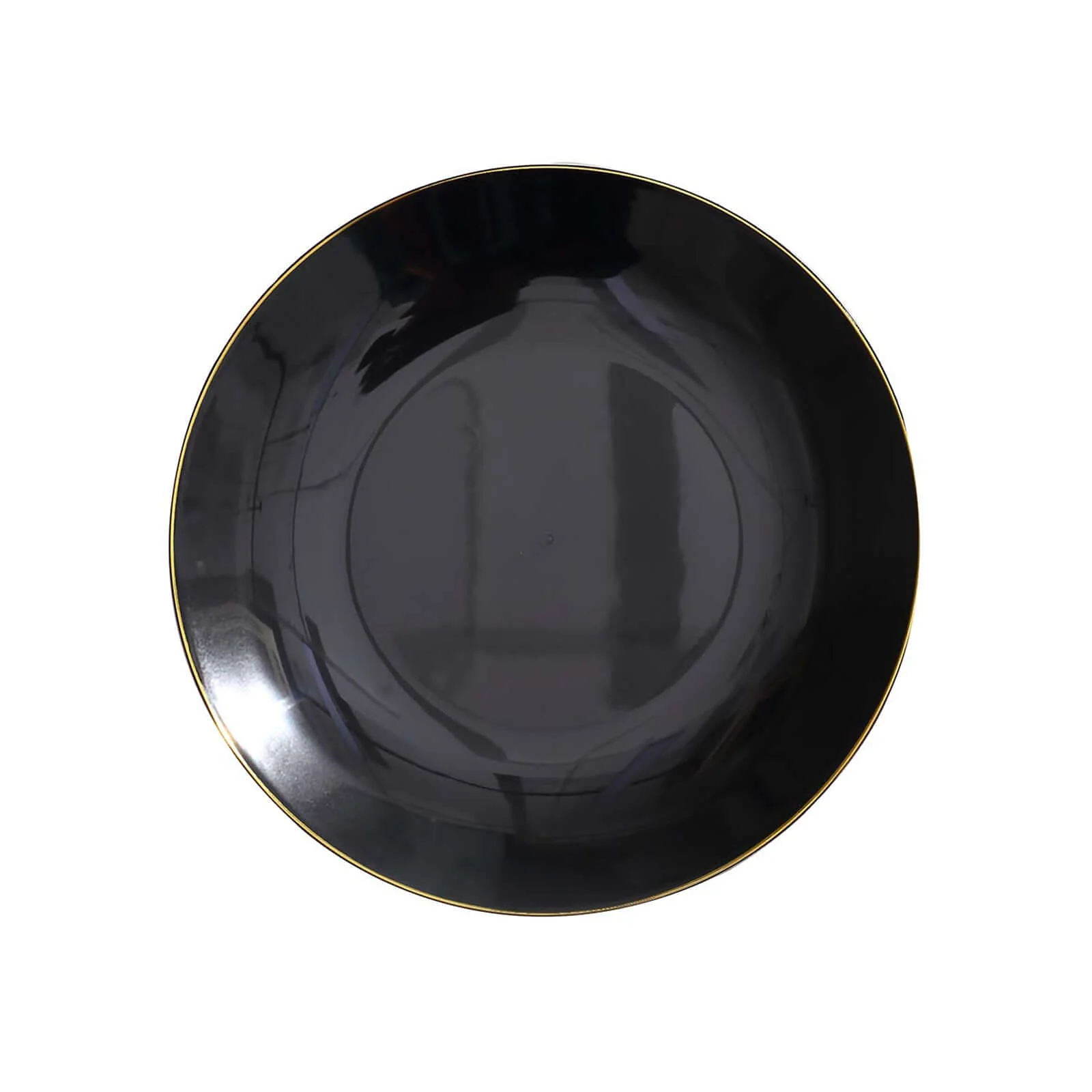 10-Pack Plastic Round Dessert Plates 8" Black with Gold Rim - Glossy Disposable Appetizer Salad Plates - Image 7