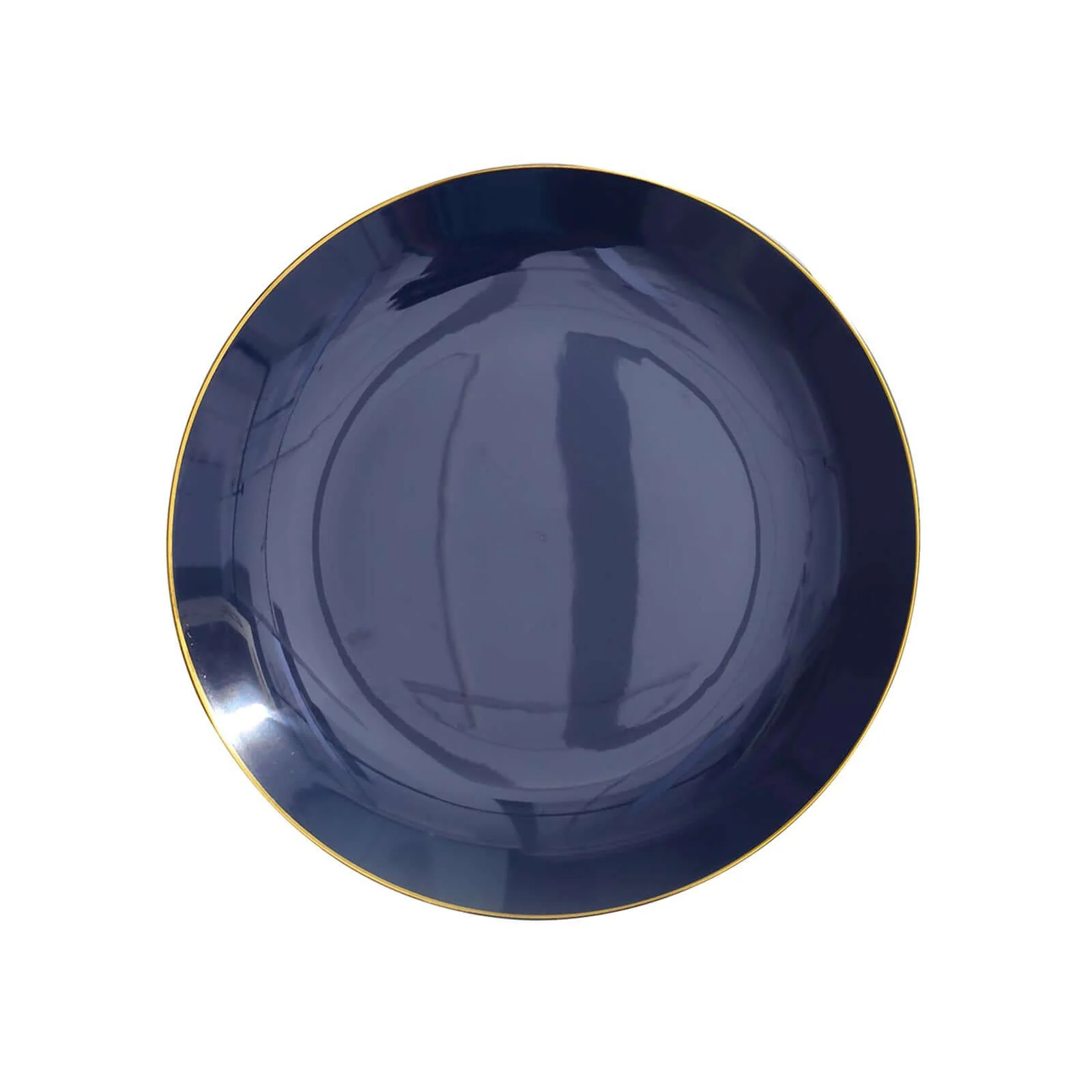 10-Pack Plastic Round Dessert Plates 8" Navy Blue with Gold Rim - Glossy Disposable Appetizer Salad Plates - Image 7