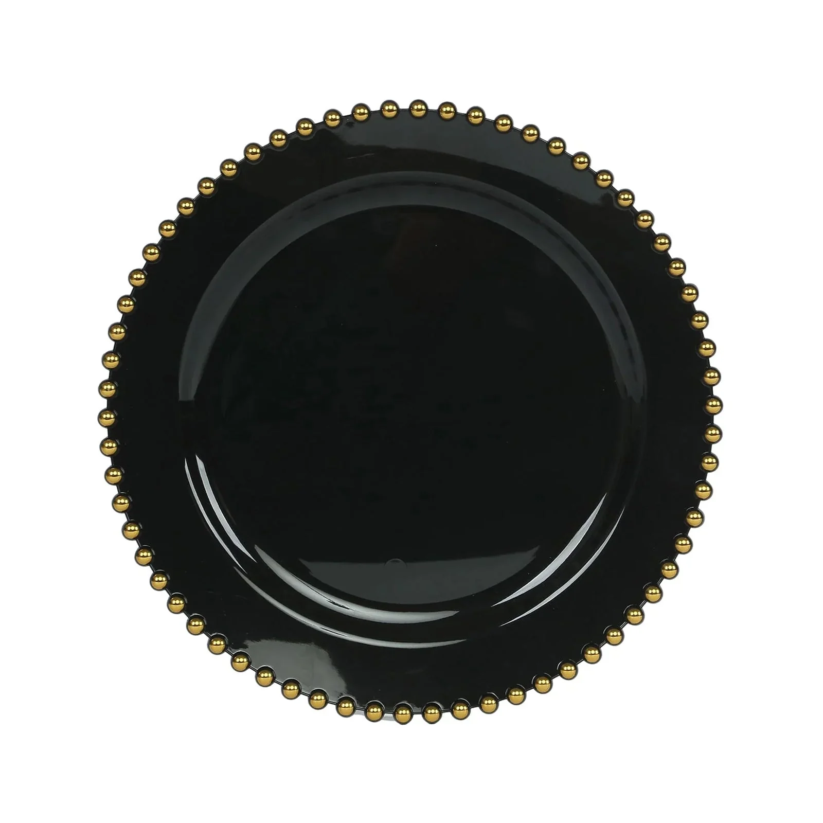 10-Pack Plastic Round Dinner Plates 10" Black with Gold Beaded Rim - Disposable Party Plates for Stylish Gatherings & Celebrations - Image 5