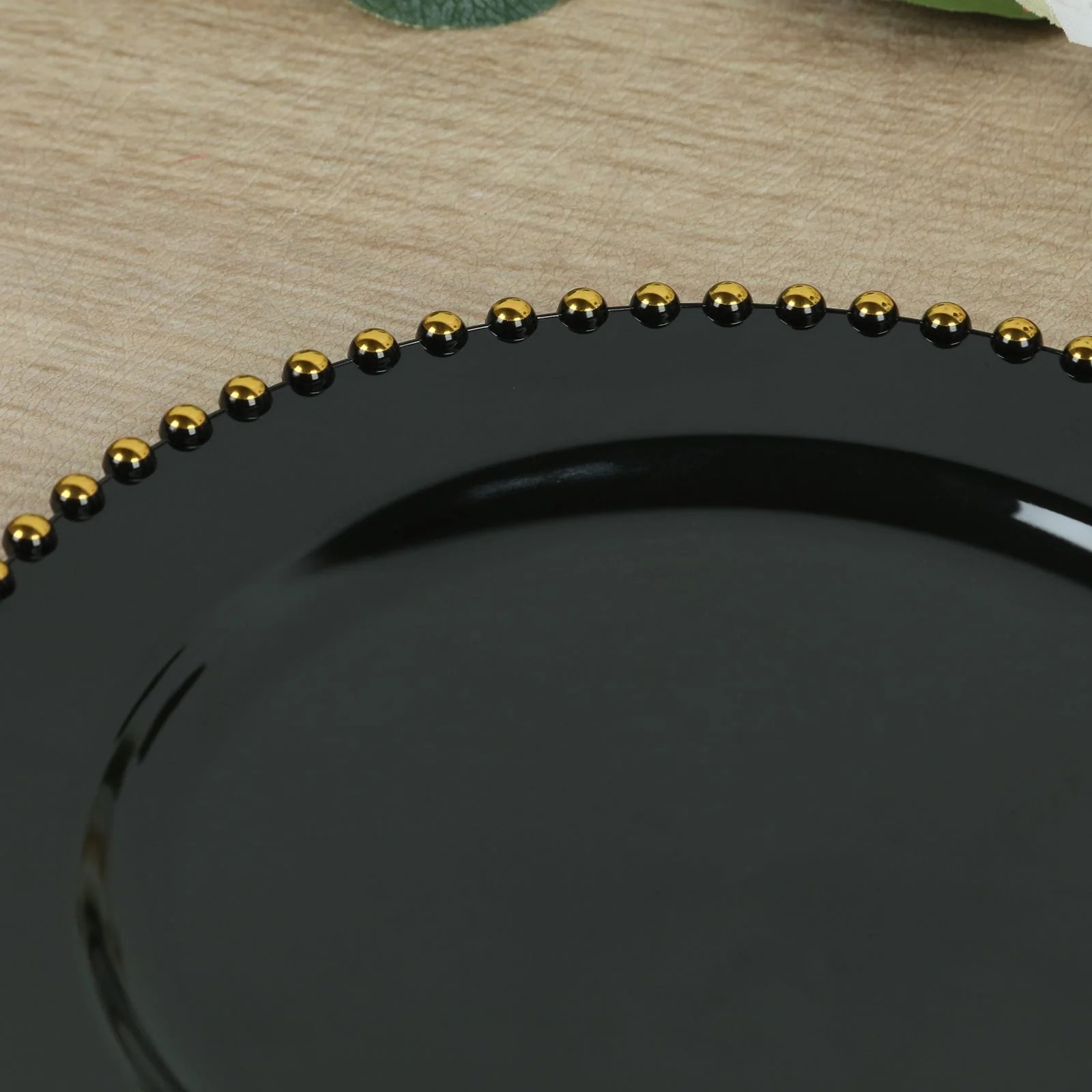 10-Pack Plastic Round Dinner Plates 10" Black with Gold Beaded Rim - Disposable Party Plates for Stylish Gatherings & Celebrations - Image 8
