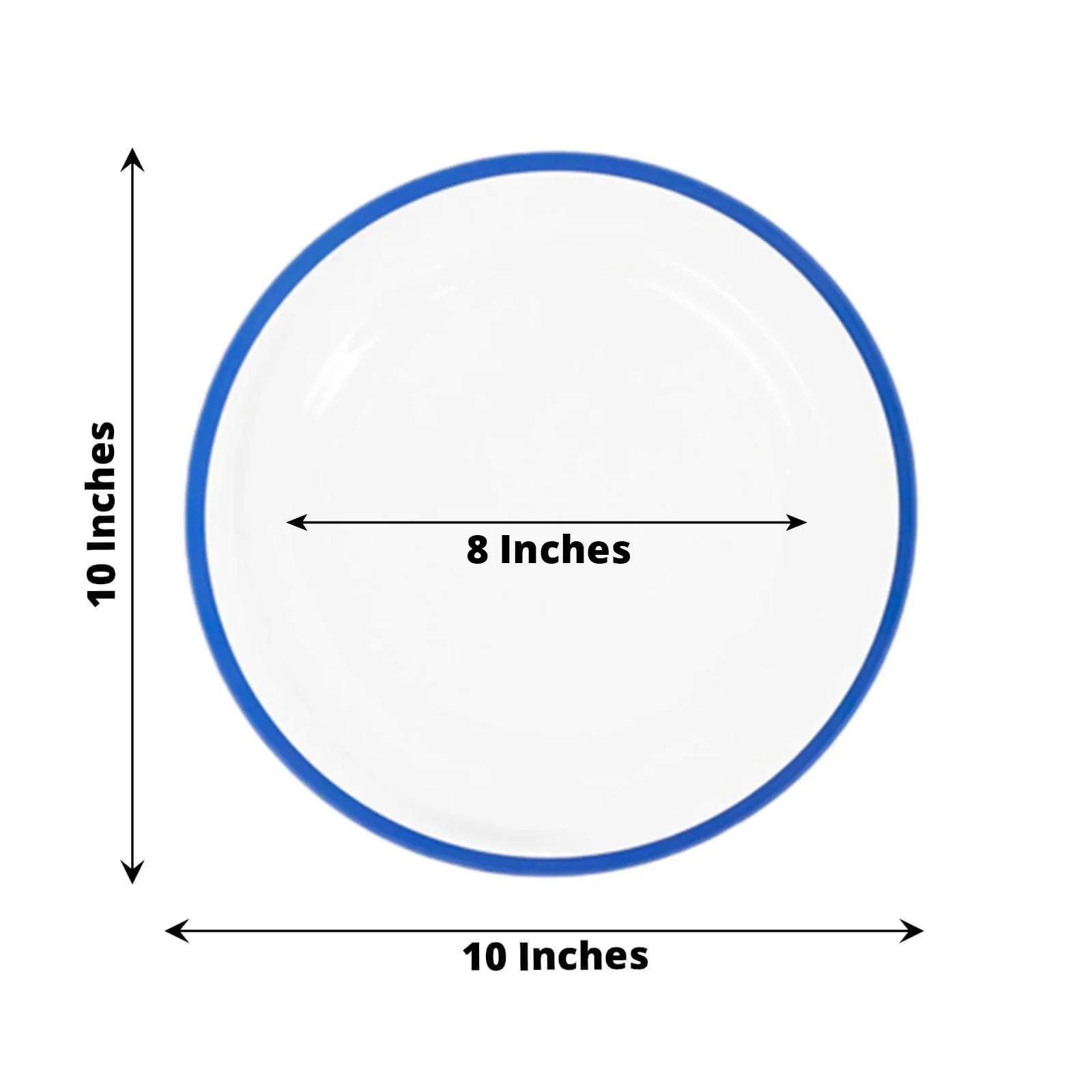 10-Pack Plastic Round Dinner Plates 10" Clear with Blue Rim - Sleek Disposable Party Plates - Image 2