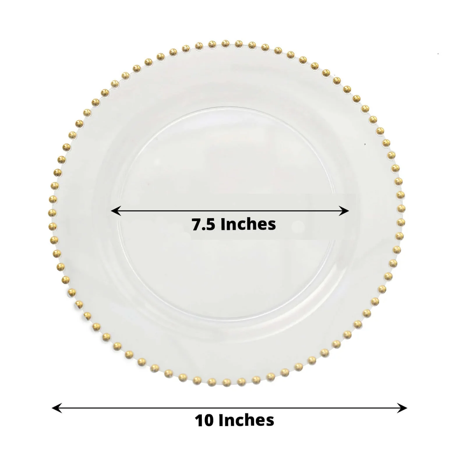 10-Pack Plastic Round Dinner Plates 10" Clear with Gold Beaded Rim - Disposable Party Plates - Image 3