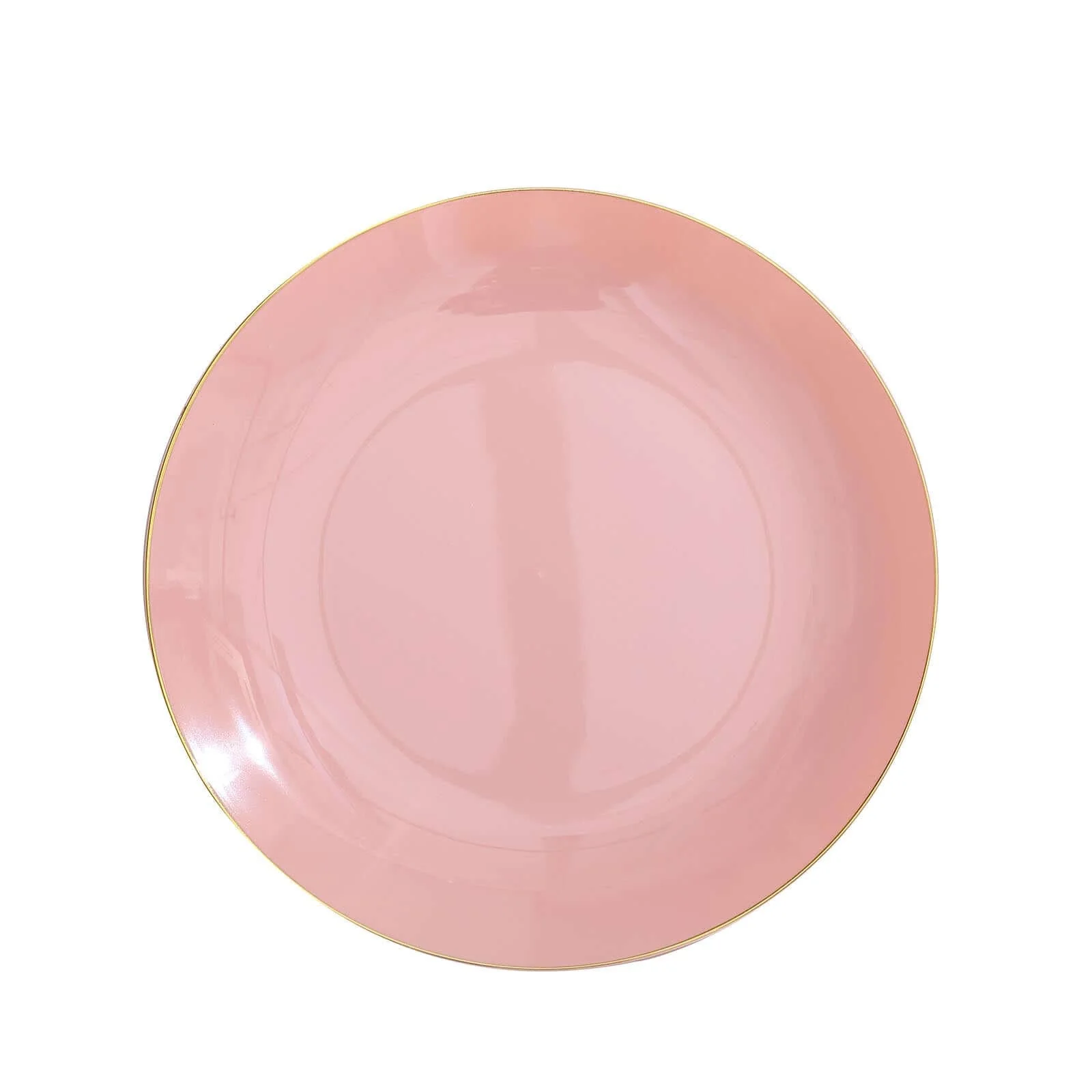 10-Pack Plastic Round Dinner Plates 10" Dusty Rose with Gold Rim - Glossy Disposable Party Plates - Image 6