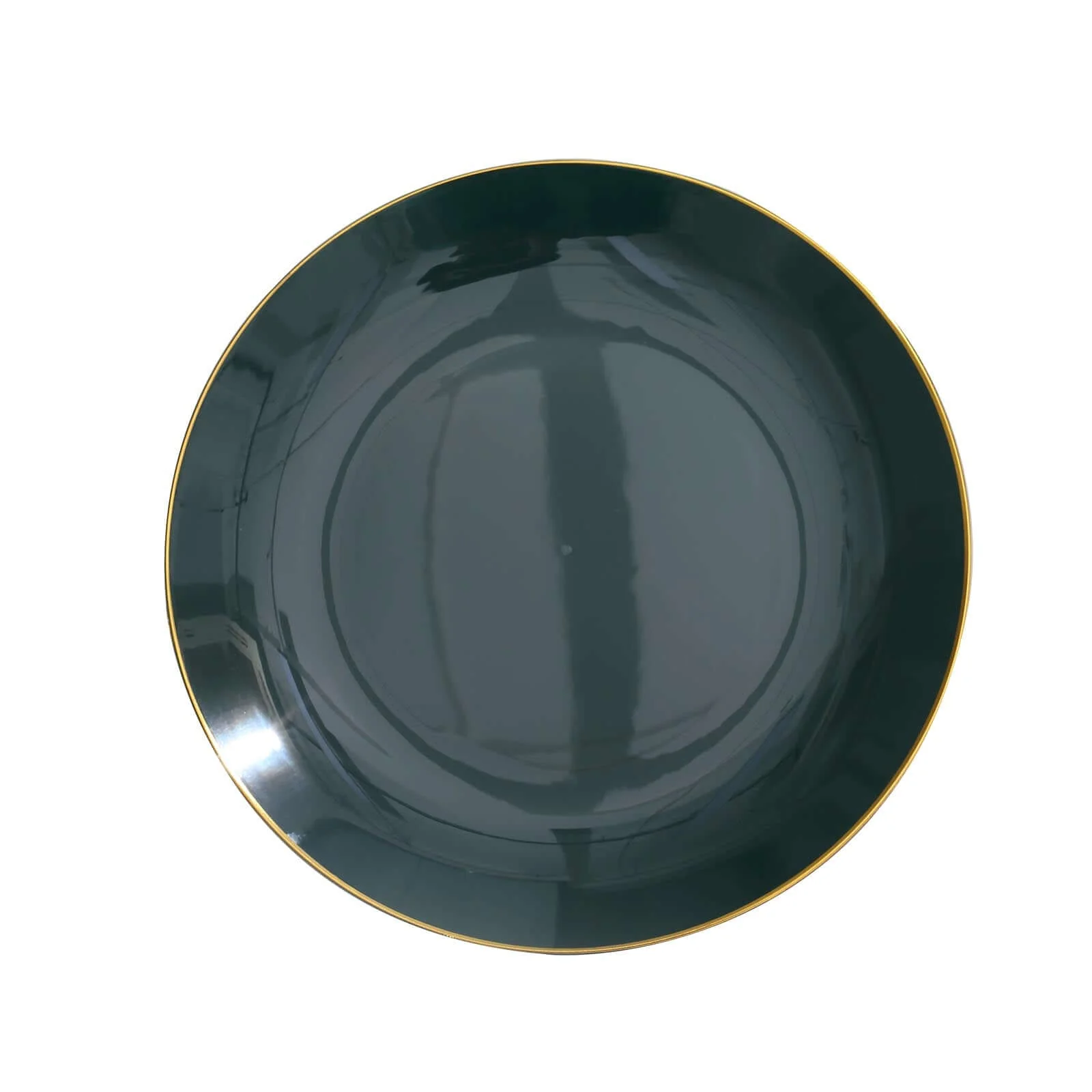 10-Pack Plastic Round Dinner Plates 10" Hunter Emerald Green with Gold Rim - Glossy Disposable Party Plates - Image 6