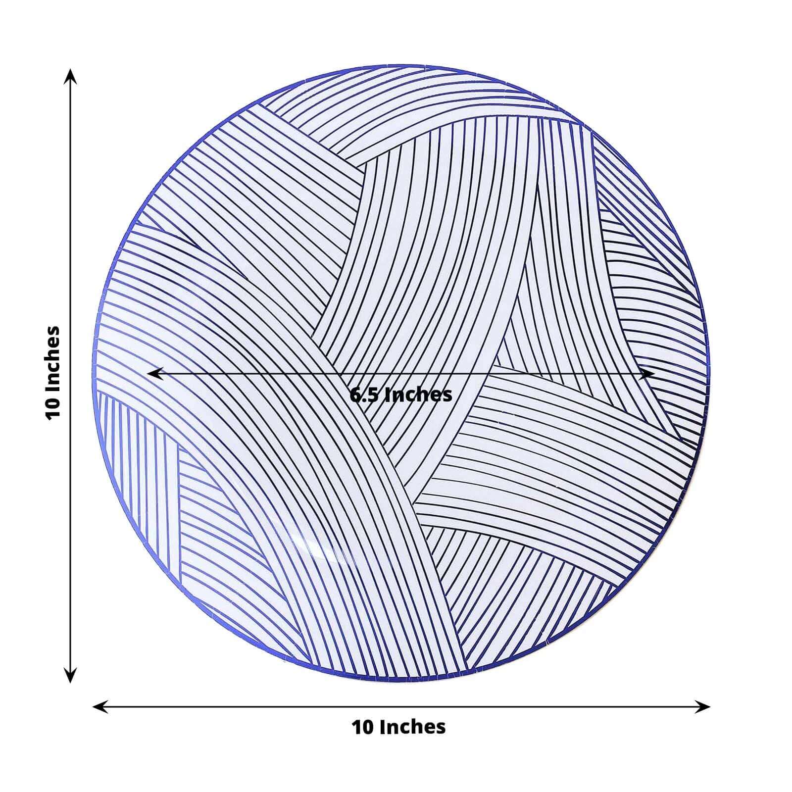 10-Pack Plastic Round Dinner Plates 10" White with Blue Wave Brush Strokes Pattern - Disposable Party Plates - Image 3