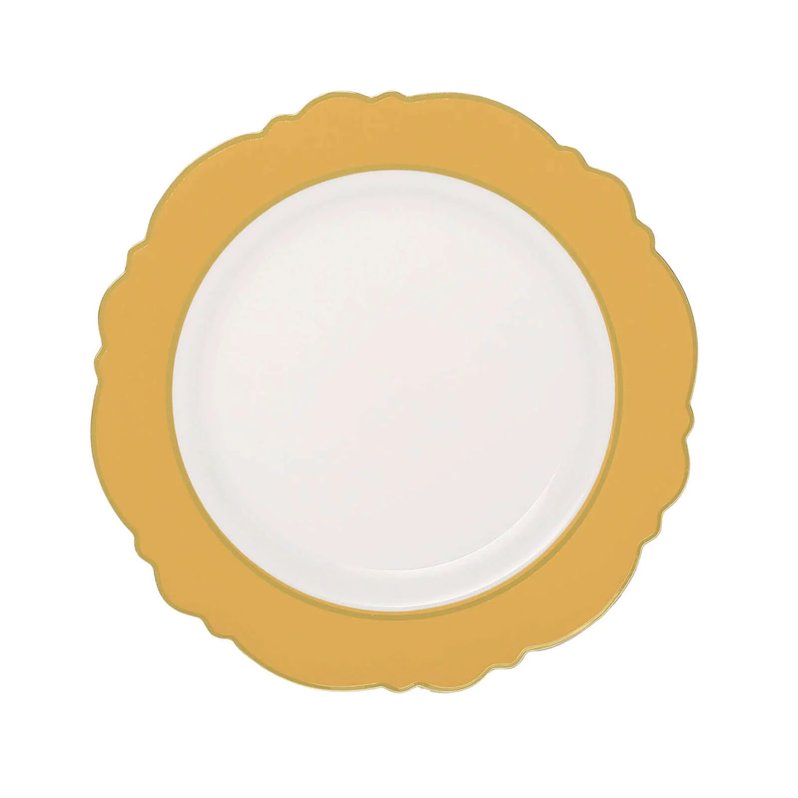 10-Pack Plastic Round Dinner Plates 10" White with Gold Blossom Design & Gold Edging - Disposable Party Plates for Modern & Sophisticated Tablescape - Image 7