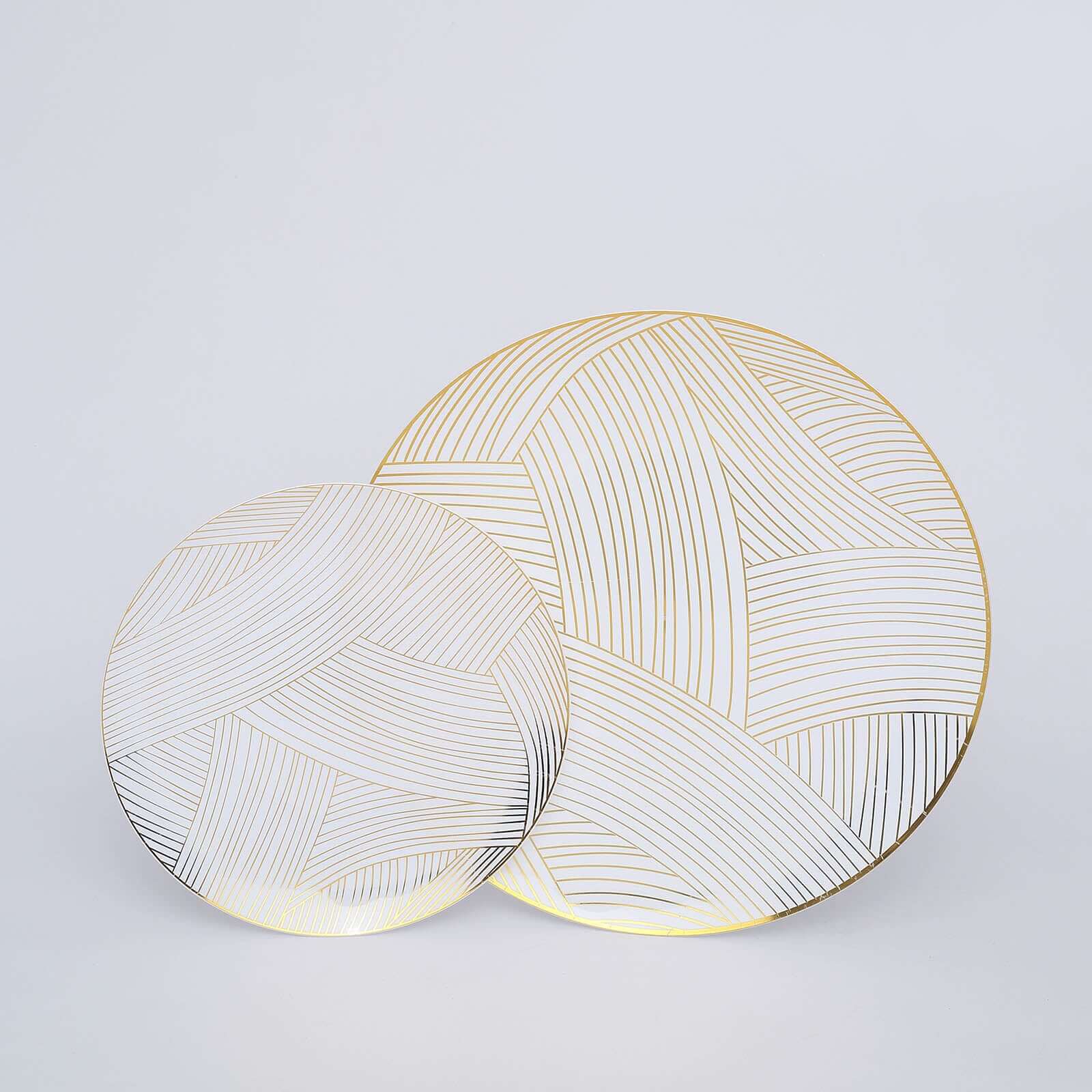 10-Pack Plastic Round Dinner Plates 10" White with Gold Wave Brush Strokes Pattern - Disposable Party Plates for Modern & Sophisticated Tablescape - Image 12