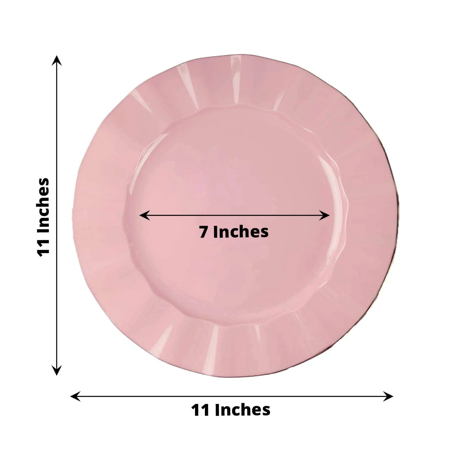 10-Pack Plastic Round Dinner Plates 11" Dusty Rose Ruffled Rim with Gold Edging - Heavy Duty Disposable Dinnerware - Image 3