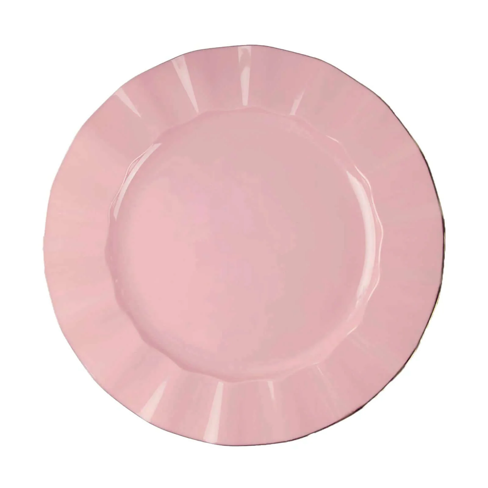 10-Pack Plastic Round Dinner Plates 11" Dusty Rose Ruffled Rim with Gold Edging - Heavy Duty Disposable Dinnerware - Image 7