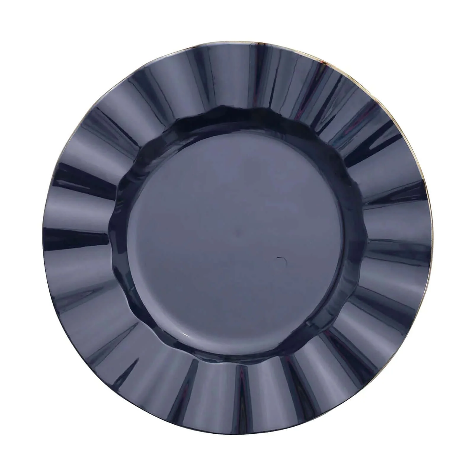 10-Pack Plastic Round Dinner Plates 11" Navy Blue Ruffled Rim with Gold Edging - Heavy Duty Disposable Dinnerware - Image 6