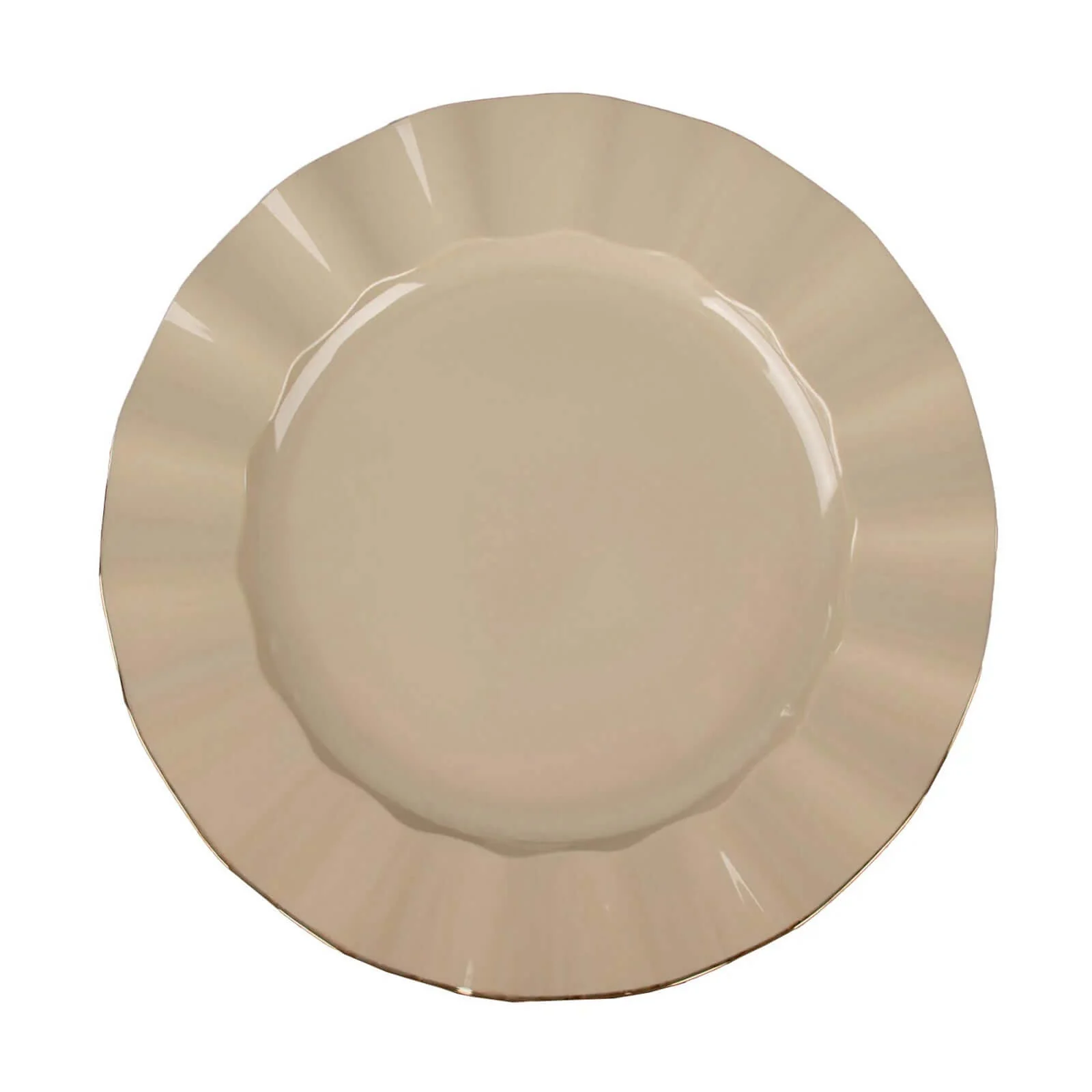 10-Pack Plastic Round Dinner Plates 11" Taupe Ruffled Rim with Gold Edging - Heavy Duty Disposable Dinnerware - Image 6