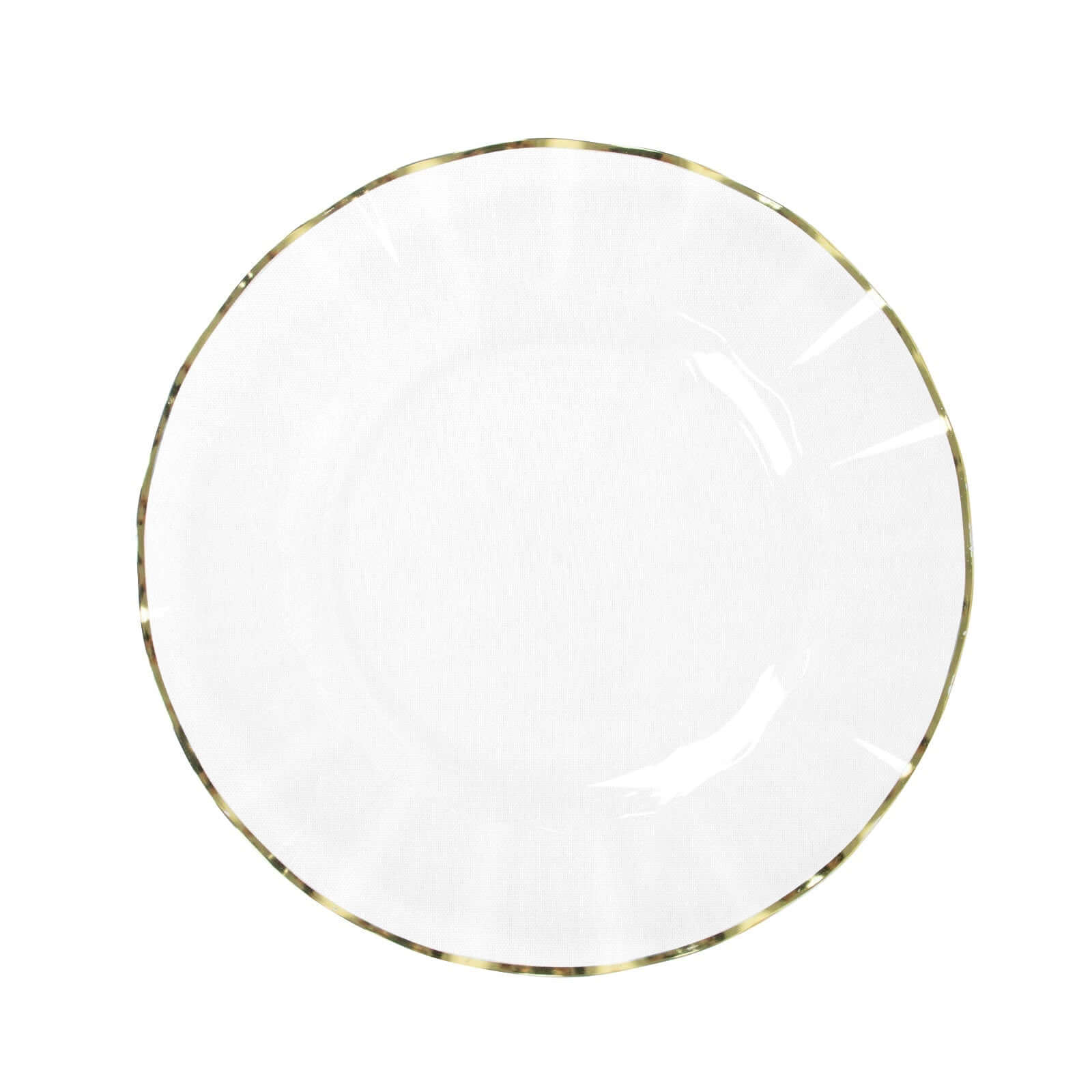 10-Pack Plastic Round Dinner Plates 9" Clear Ruffled Rim with Gold Edging - Heavy Duty Disposable Dinnerware - Image 6
