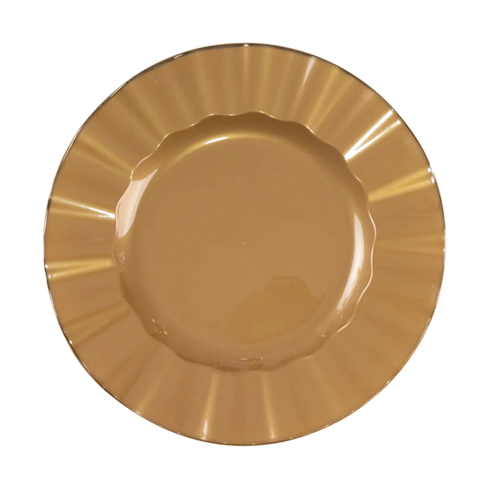 10-Pack Plastic Round Dinner Plates 9" Gold with Ruffled Rim - Heavy Duty Disposable Dinnerware for Upscale Buffets & Catered Events - Image 2