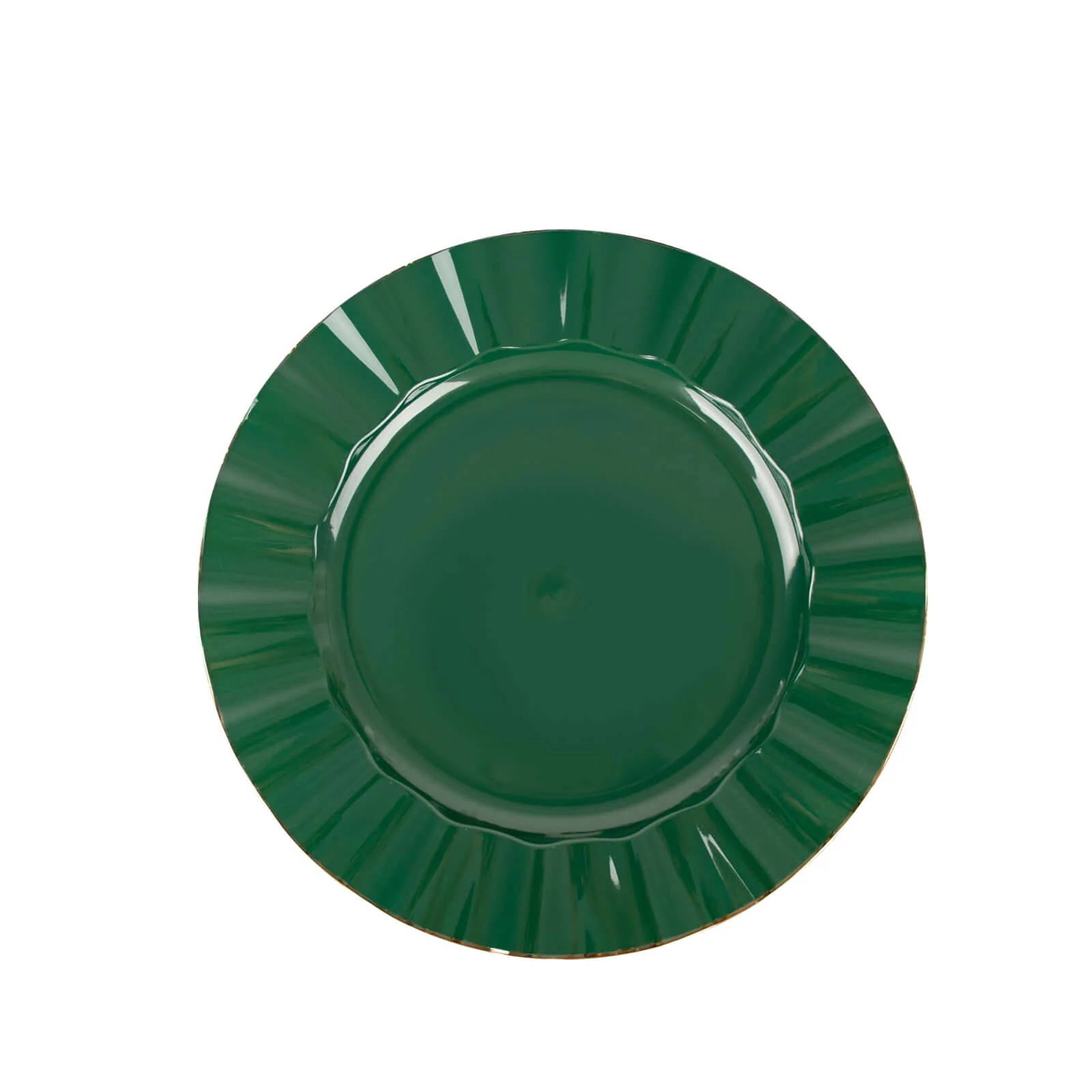 10-Pack Plastic Round Dinner Plates 9" Hunter Emerald Green Ruffled Rim with Gold Edging - Heavy Duty Disposable Dinnerware - Image 7