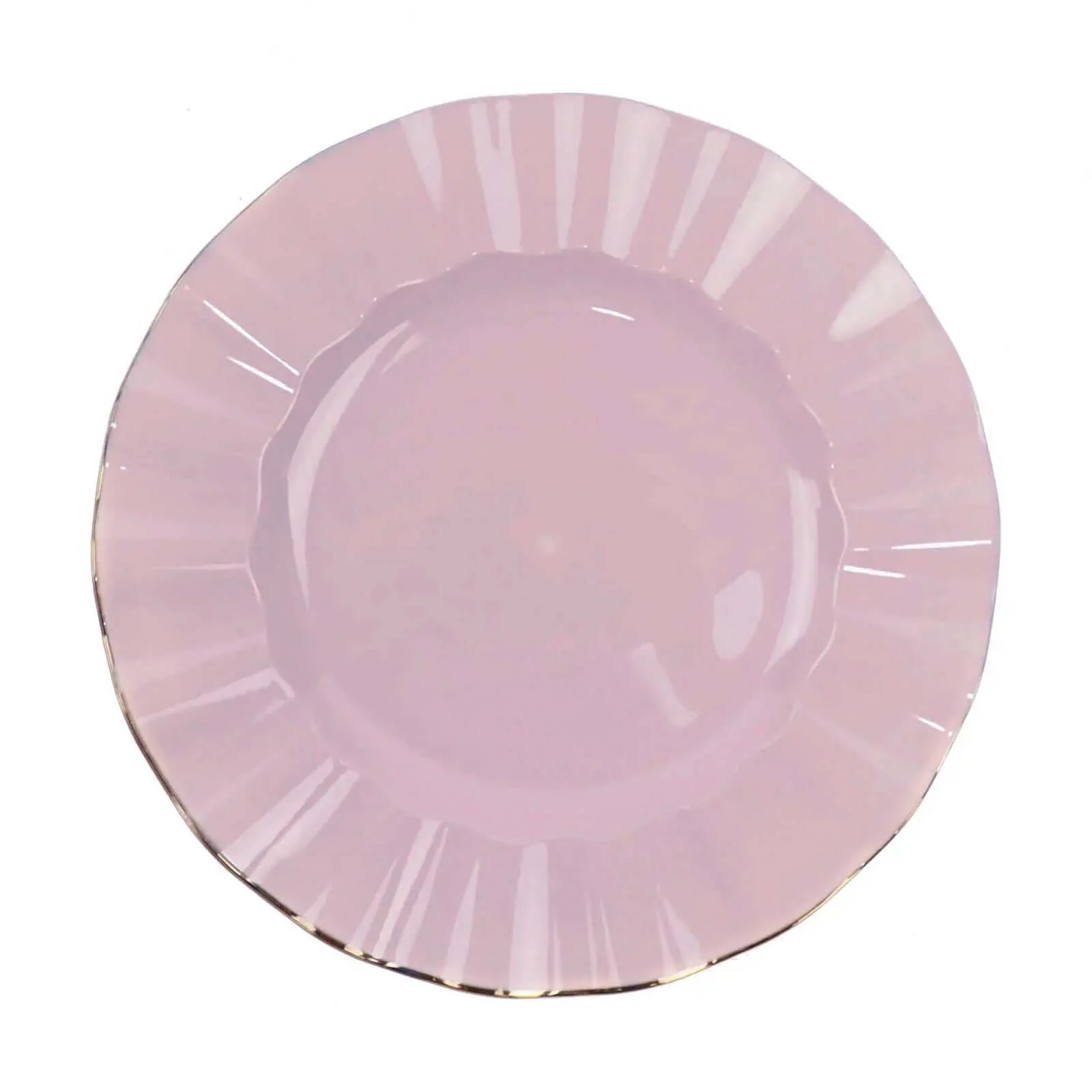 10-Pack Plastic Round Dinner Plates 9" Lavender Lilac Ruffled Rim with Gold Edging - Heavy Duty Disposable Dinnerware - Image 8