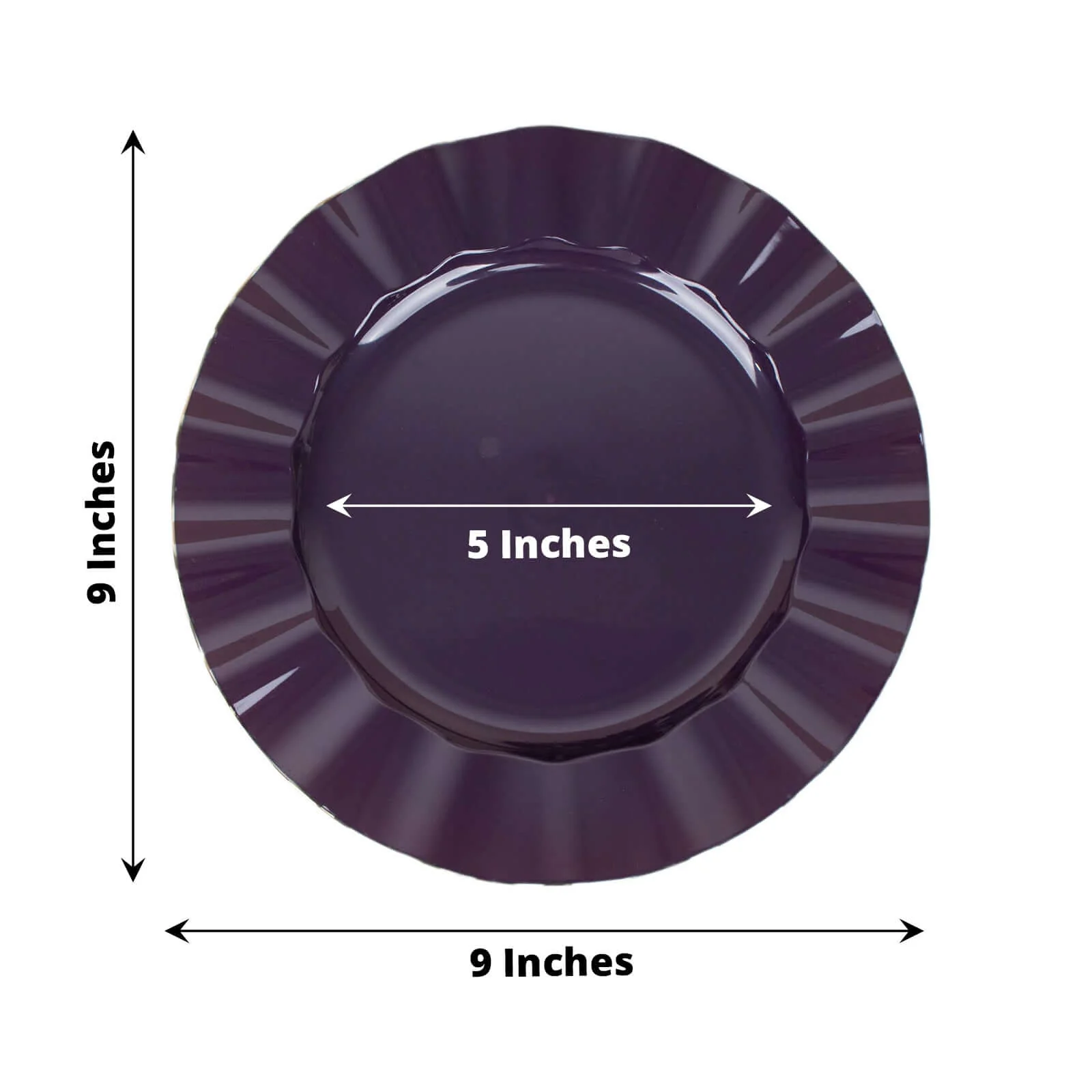 10-Pack Plastic Round Dinner Plates 9" Purple Ruffled Rim with Gold Edging - Heavy Duty Disposable Dinnerware - Image 3