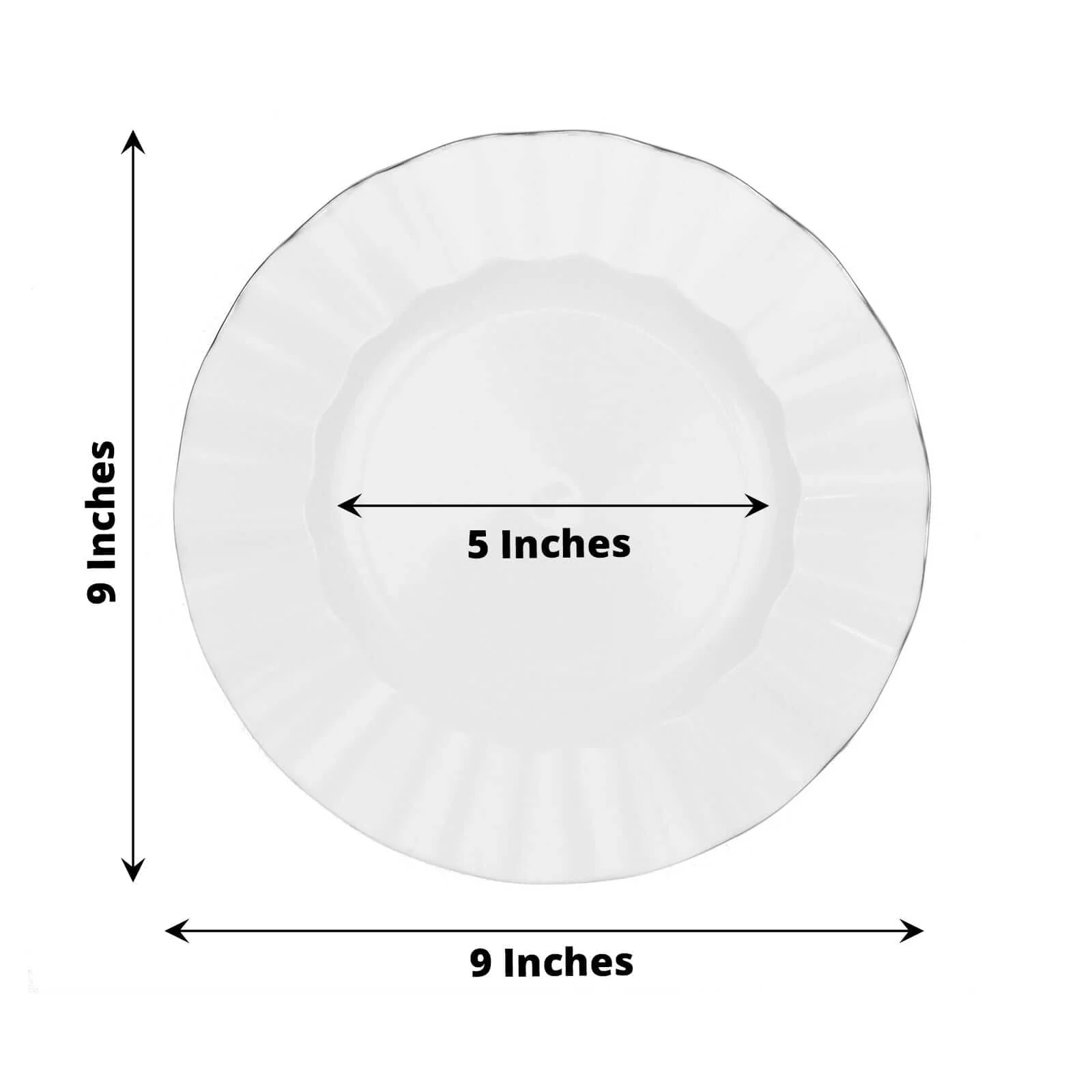 10-Pack Plastic Round Dinner Plates 9" White Ruffled Rim with Gold Edging - Heavy Duty Disposable Dinnerware for Upscale Buffets & Catered Events - Image 3