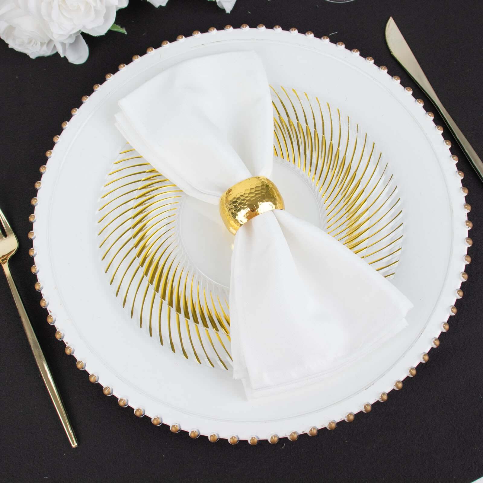 10-Pack Plastic Round Dinner Plates 9" White with Gold Swirl Rim - Disposable Party Plates for Sophisticated Events & Celebrations - Image 18