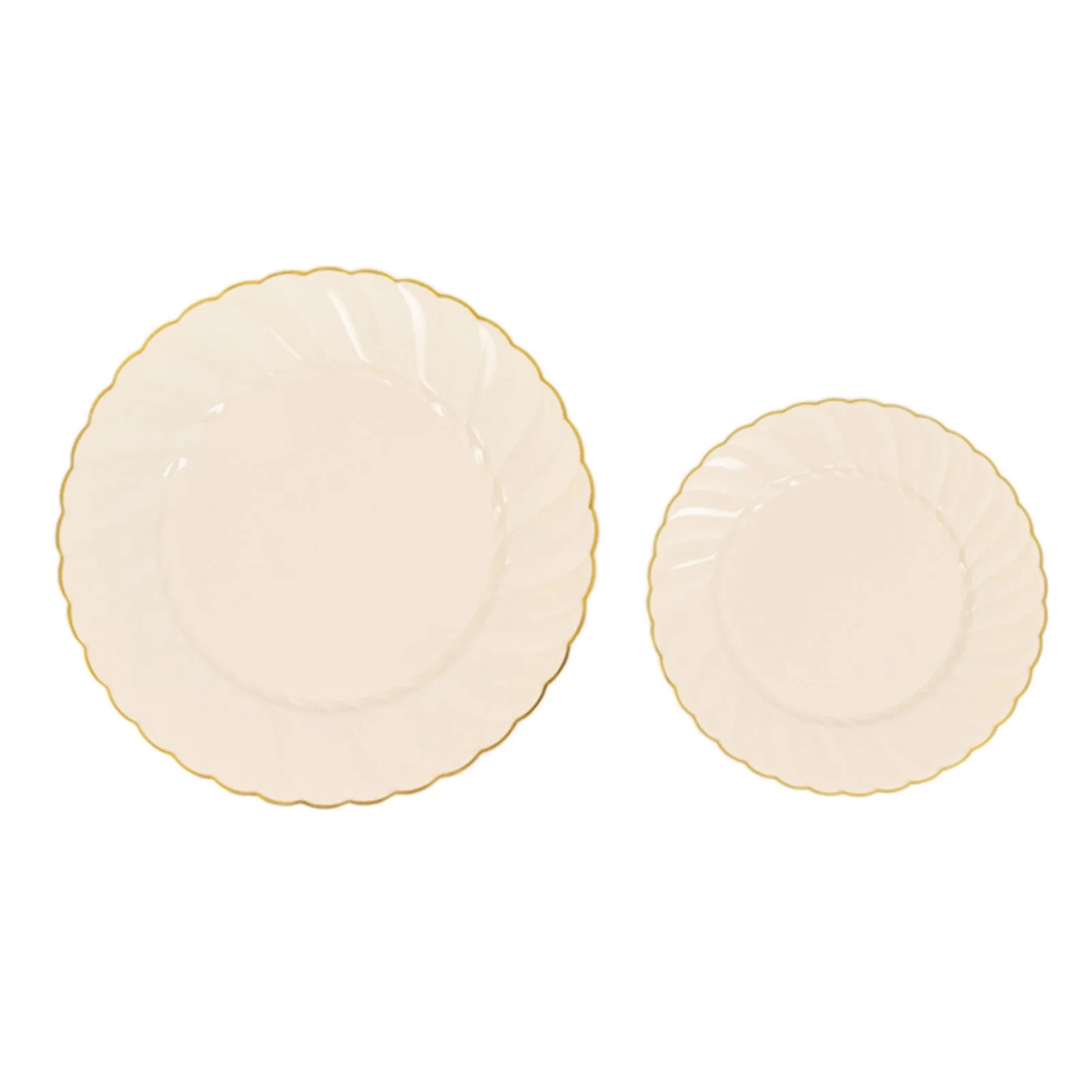 10-Pack Plastic Round Salad Dessert Plates 7.5" Ivory with Gold Flair Rim - Disposable Party Plates for Classy Events & Celebrations - Image 8