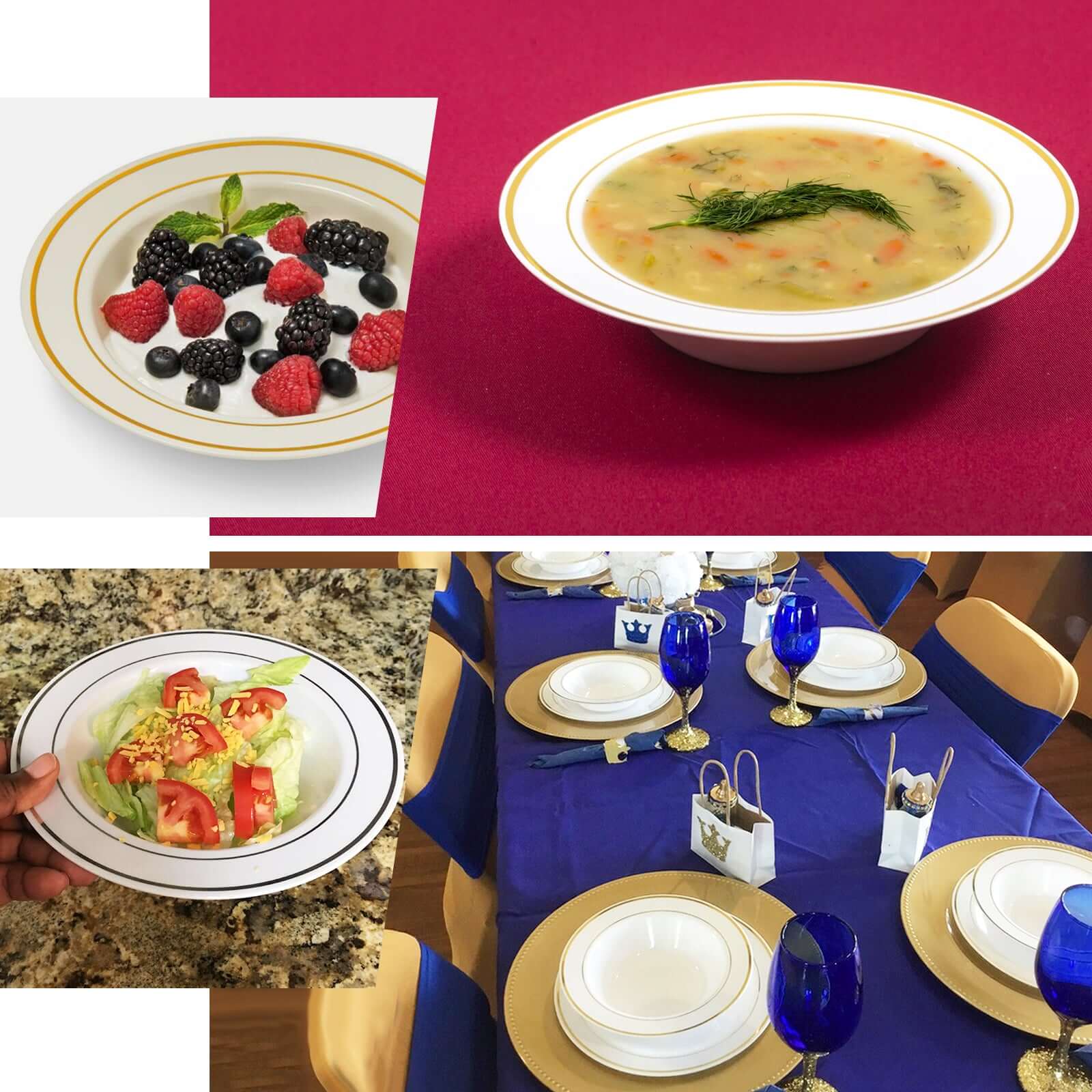 10-Pack Plastic Soup Bowls 12oz White with Silver Rim - Disposable Round Bowls for Events - Image 5