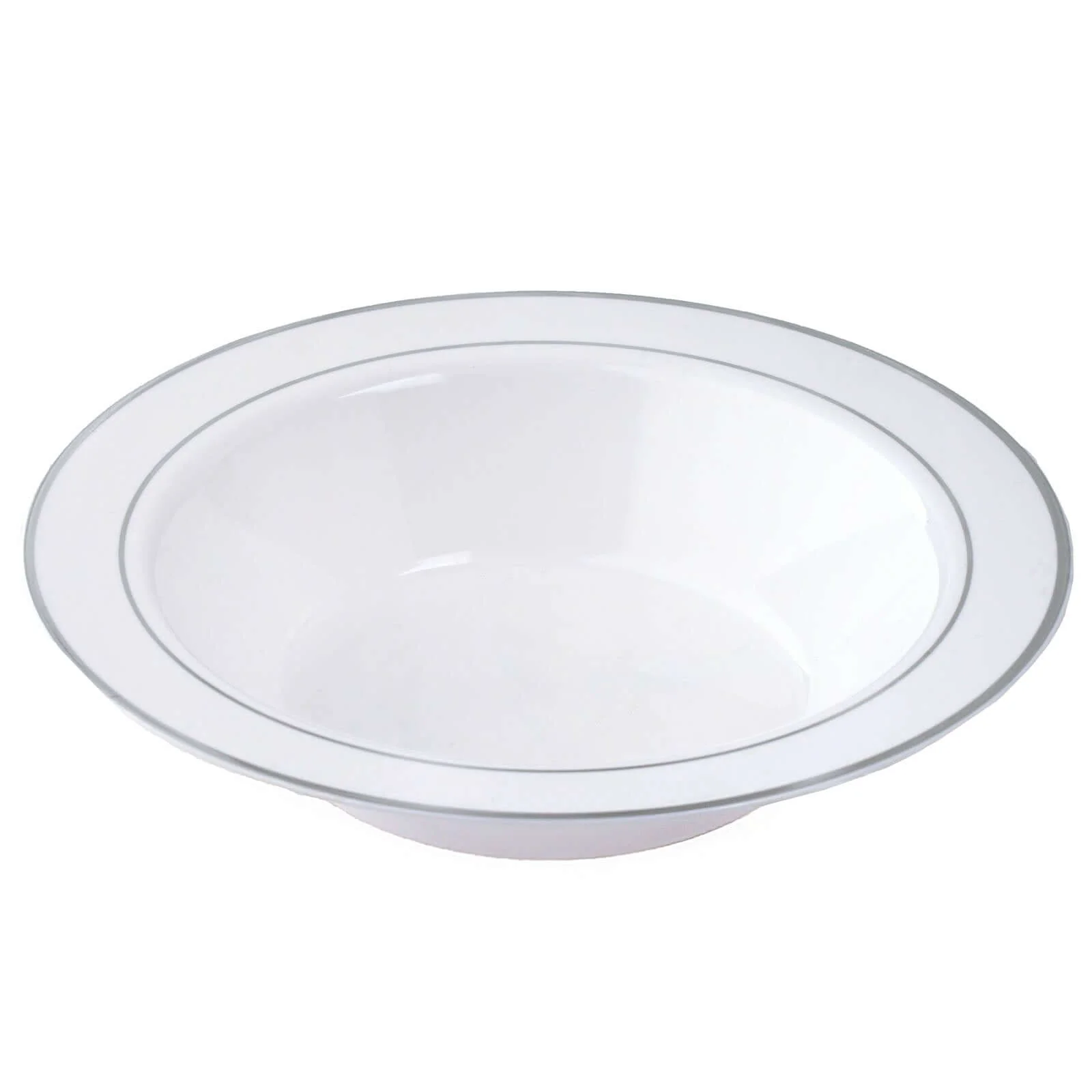 10-Pack Plastic Soup Bowls 12oz White with Silver Rim - Disposable Round Bowls for Events - Image 8