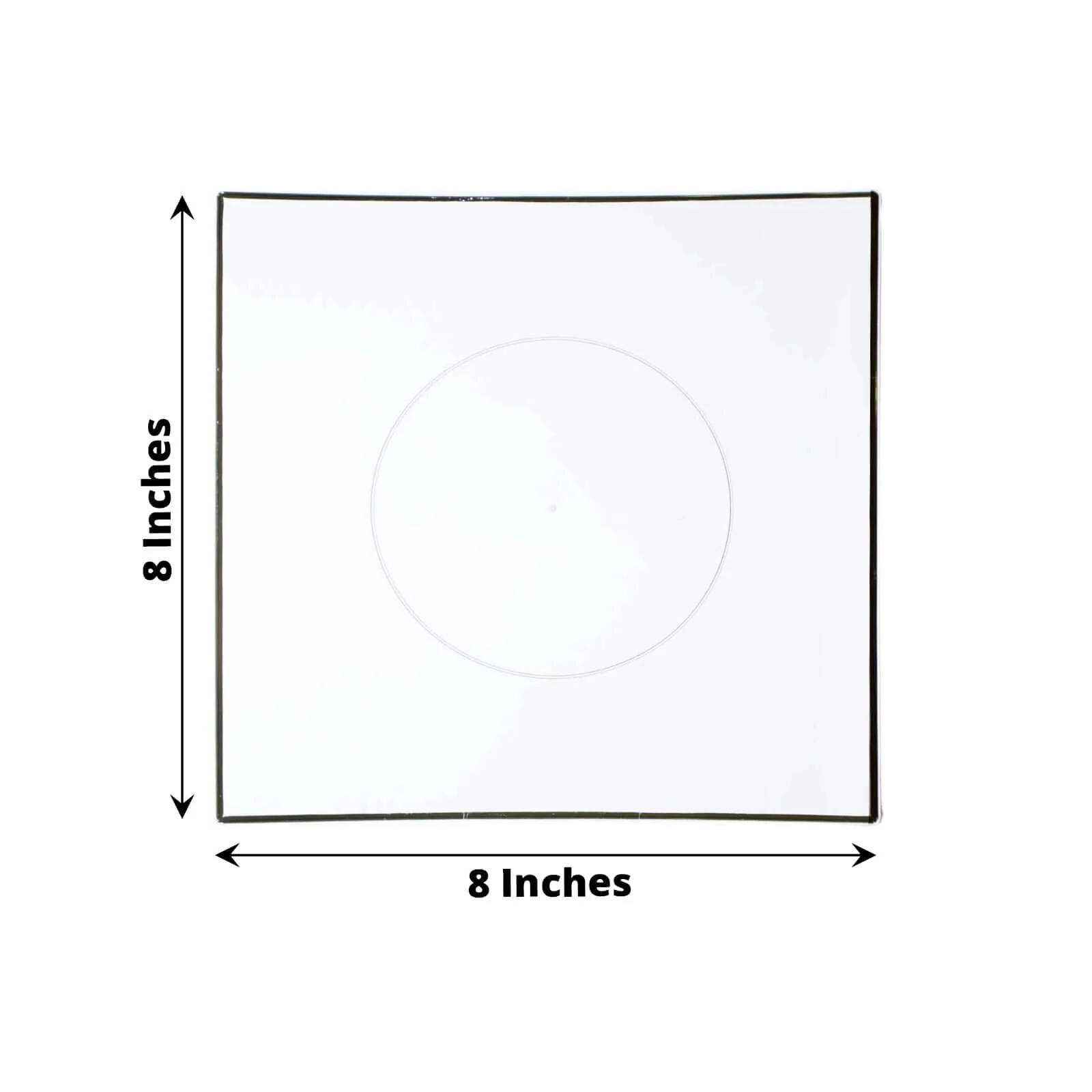 10-Pack Plastic Square Dessert Plates 8" Clear Concave Style with Gold Rim - Modern Disposable Salad Appetizer Party Plates - Image 3