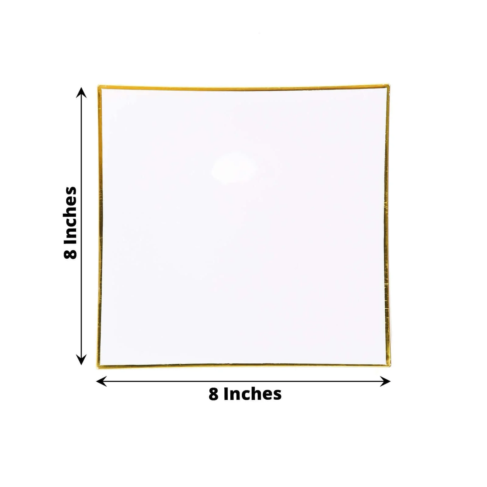 10-Pack Plastic Square Dessert Plates 8" White Concave Style with Gold Rim - Modern Disposable Salad Appetizer Party Plates for Formal Dinners & Banquets - Image 3