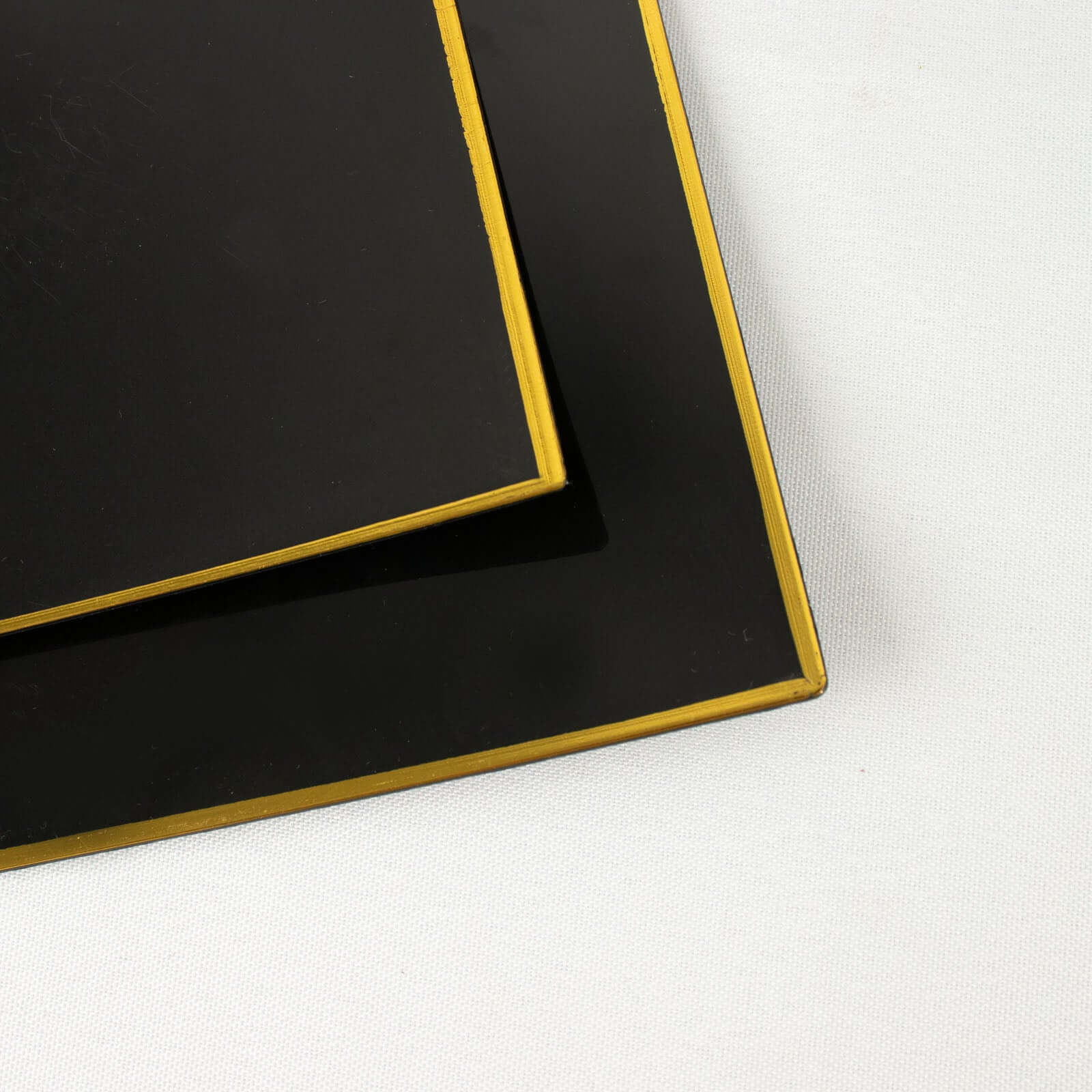 10-Pack Plastic Square Dinner Plates 10" Black Concave Style with Gold Rim - Modern Disposable Party Plates - Image 12