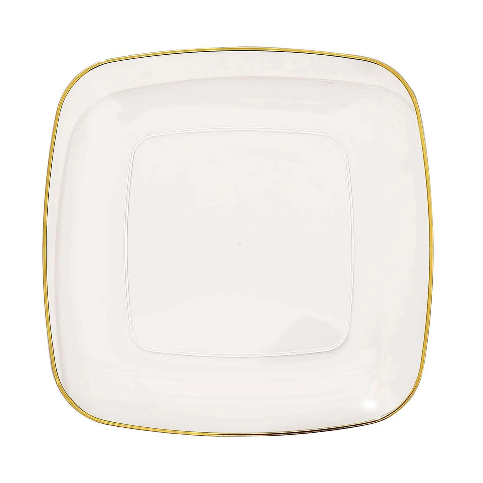10-Pack Plastic Square Dinner Plates 10" Clear with Gold Rim - Sleek Disposable Lunch Party Plates - Image 7