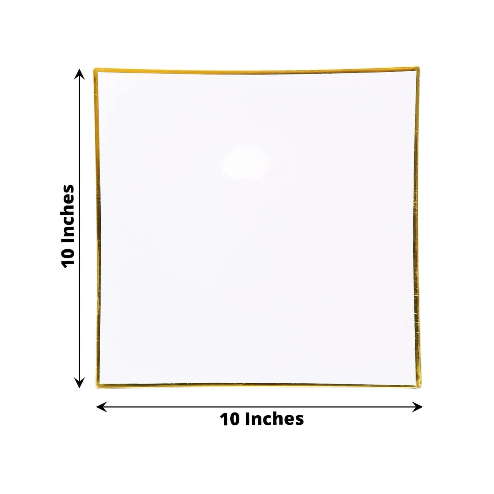 10-Pack Plastic Square Dinner Plates 10" White Concave Style with Gold Rim - Modern Disposable Party Plates for Formal Dinners & Banquets - Image 3