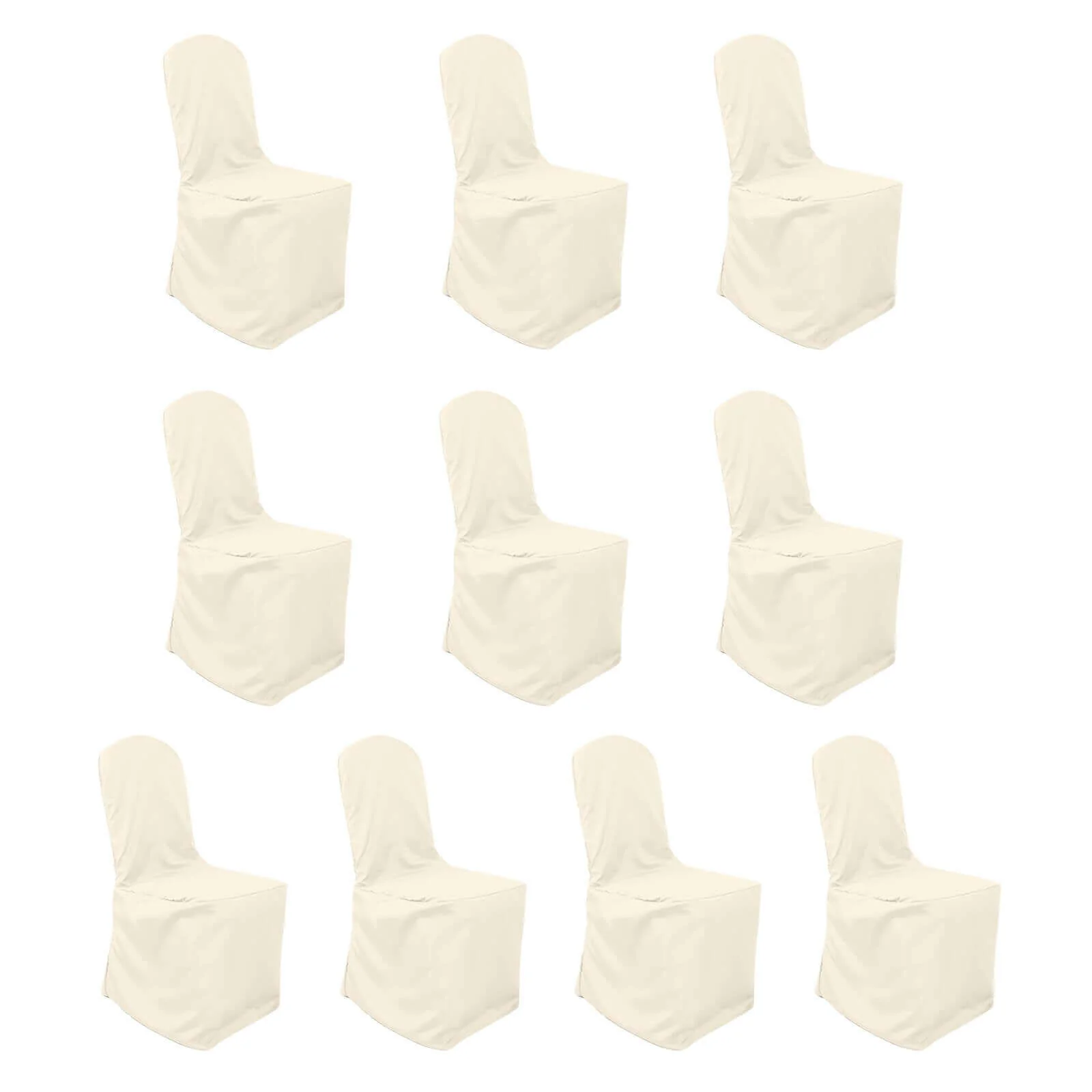 10 Pack Polyester Banquet Chair Covers Beige - Reusable Stain-Resistant Slipcovers - Image 3